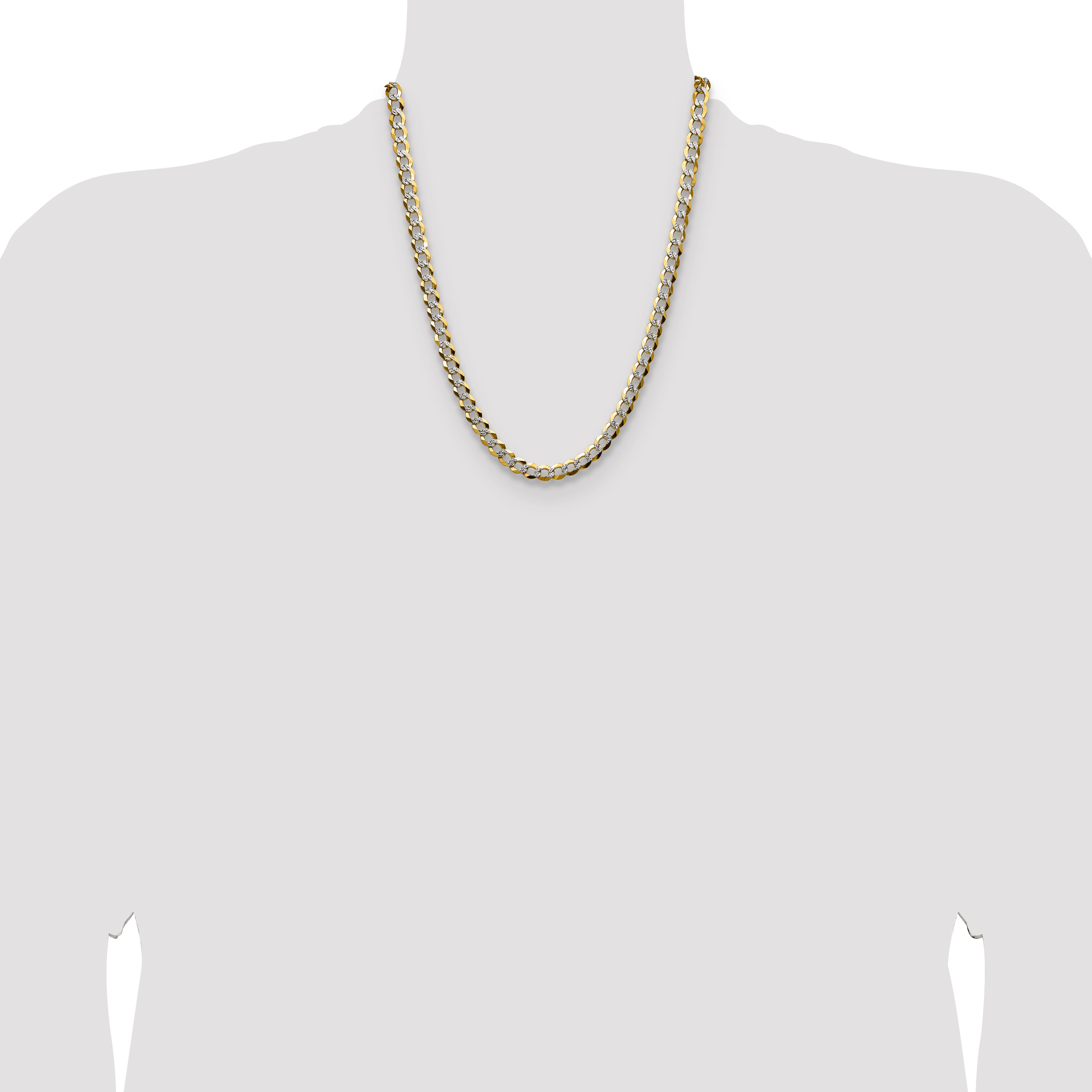 14k 7.2mm Lightweight Pav‚ Flat Cuban Chain