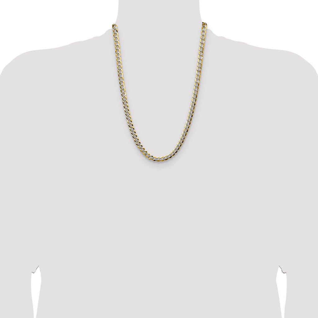 14k 7.2mm Lightweight Pav‚ Flat Cuban Chain