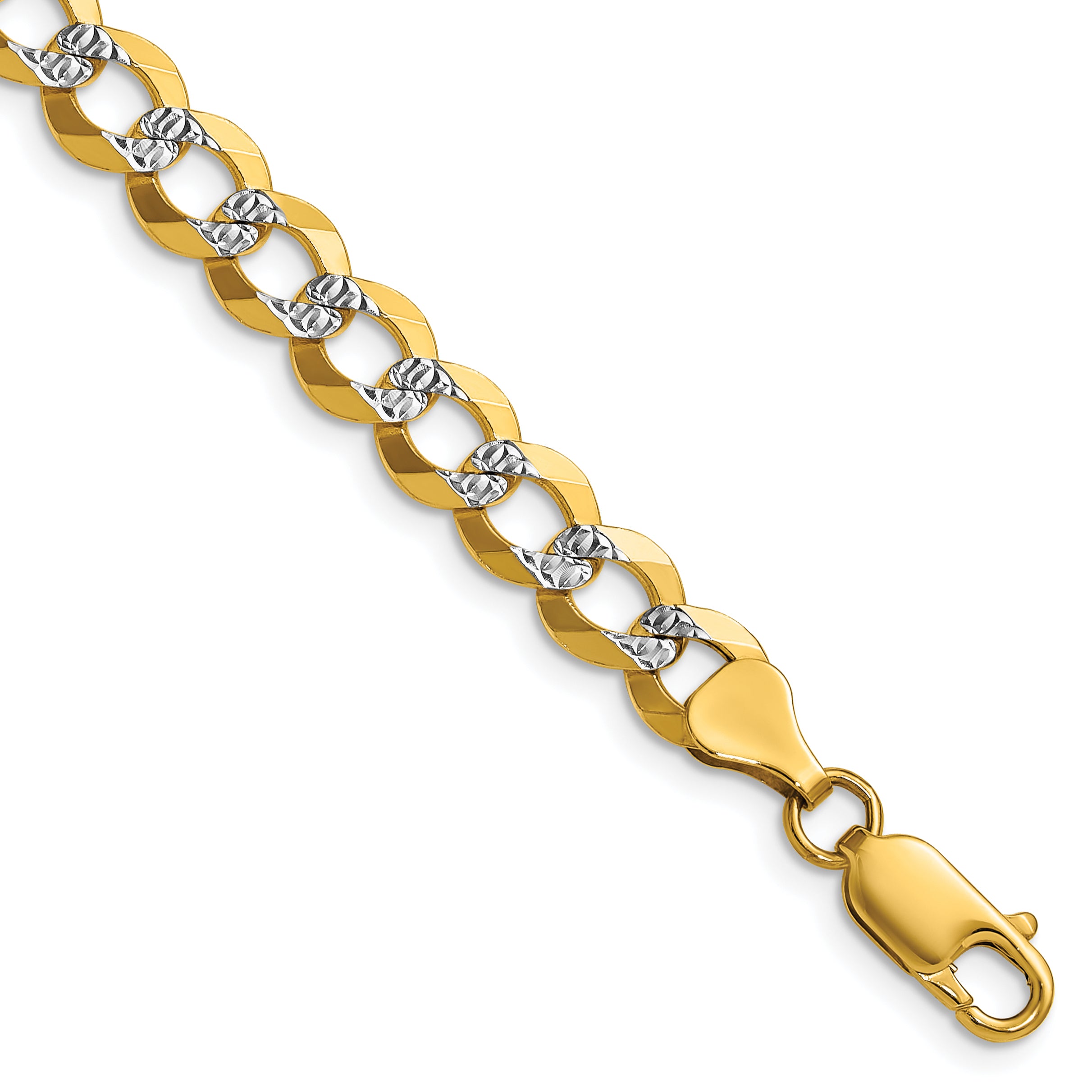 14k 7.2mm Lightweight Pav‚ Flat Cuban Chain Main image