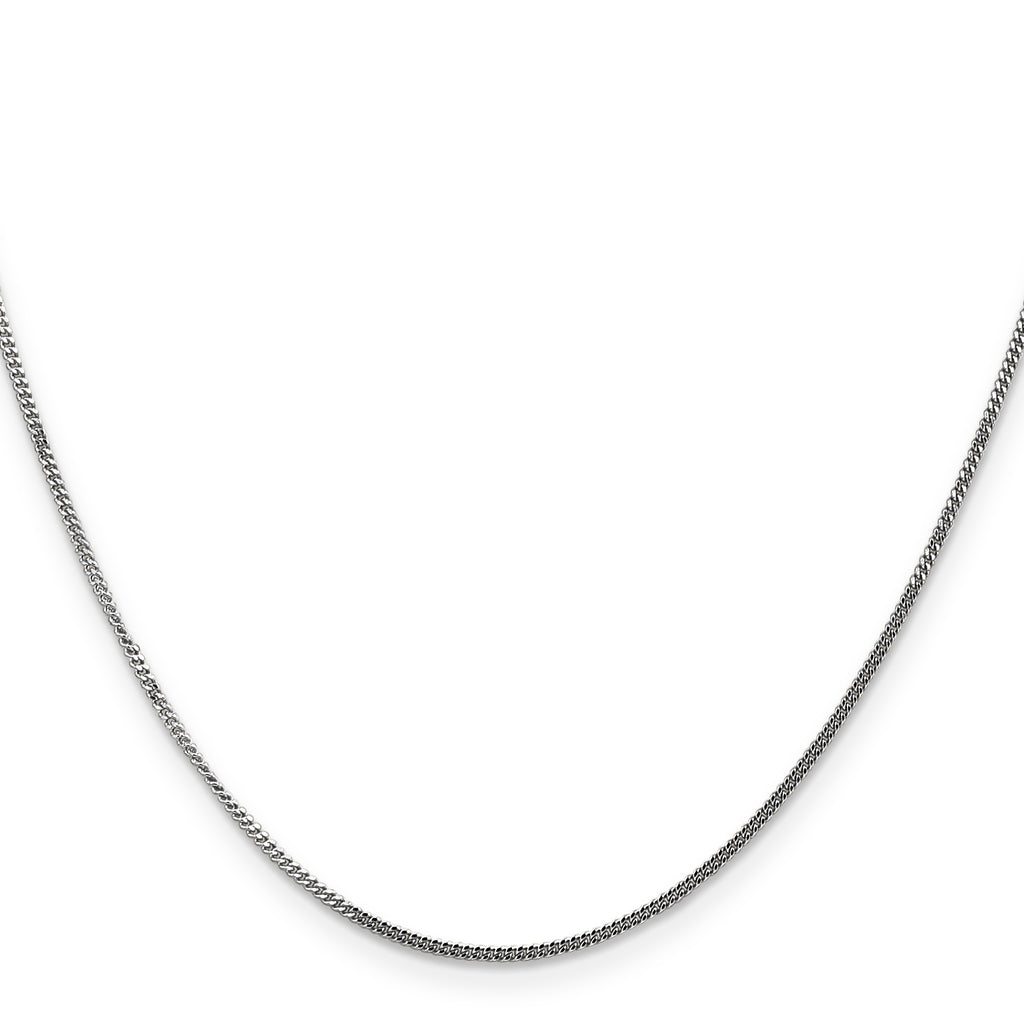 14K White Gold Solid Curb Chain Necklace 1.3mm