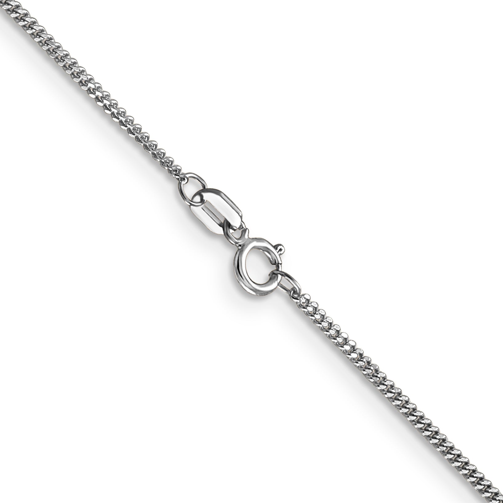 14K White Gold 24 inch 1.4mm Curb  with Spring Ring Clasp Pendant Chain