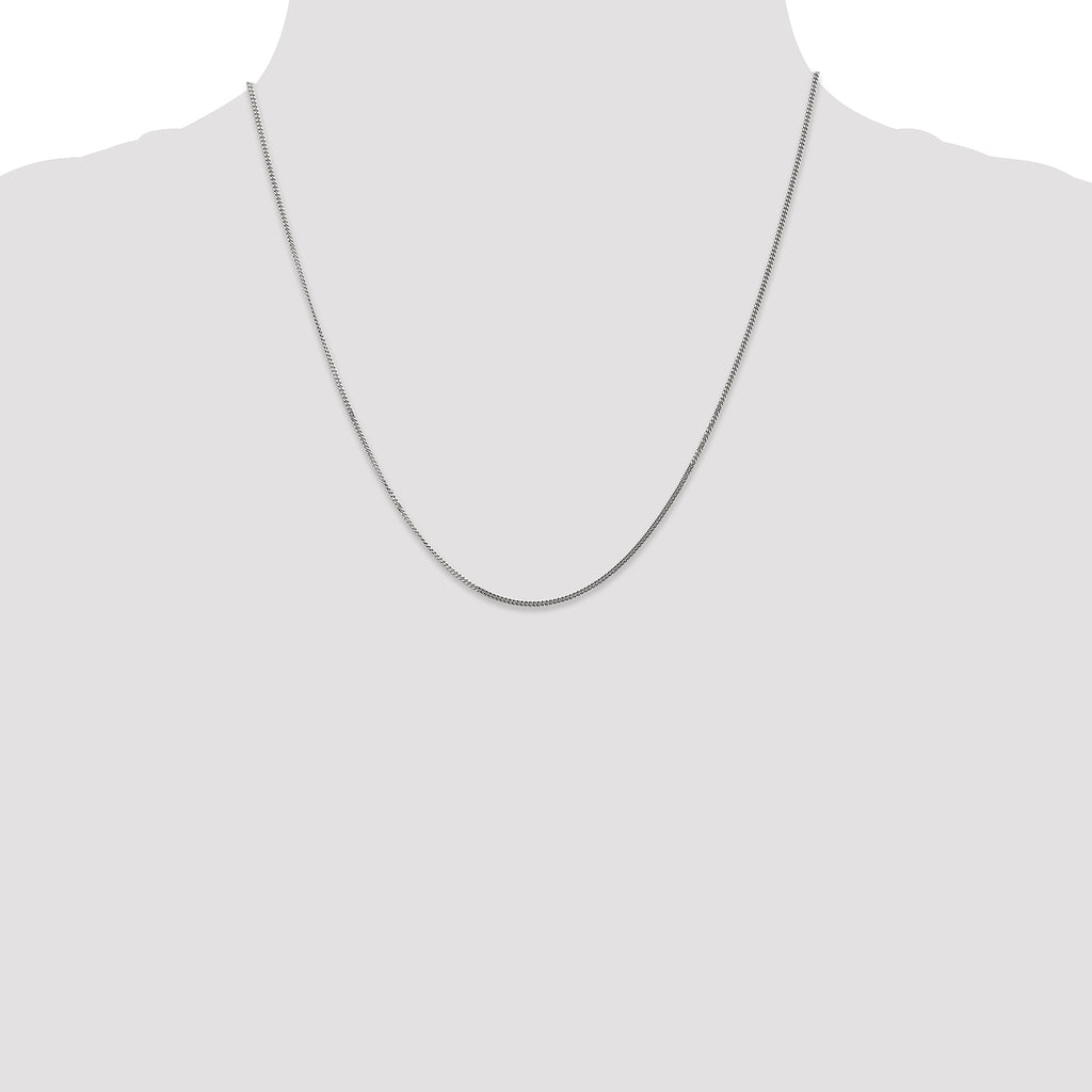 14K White Gold 1.4mm Curb with Spring Ring Clasp Pendant Chain