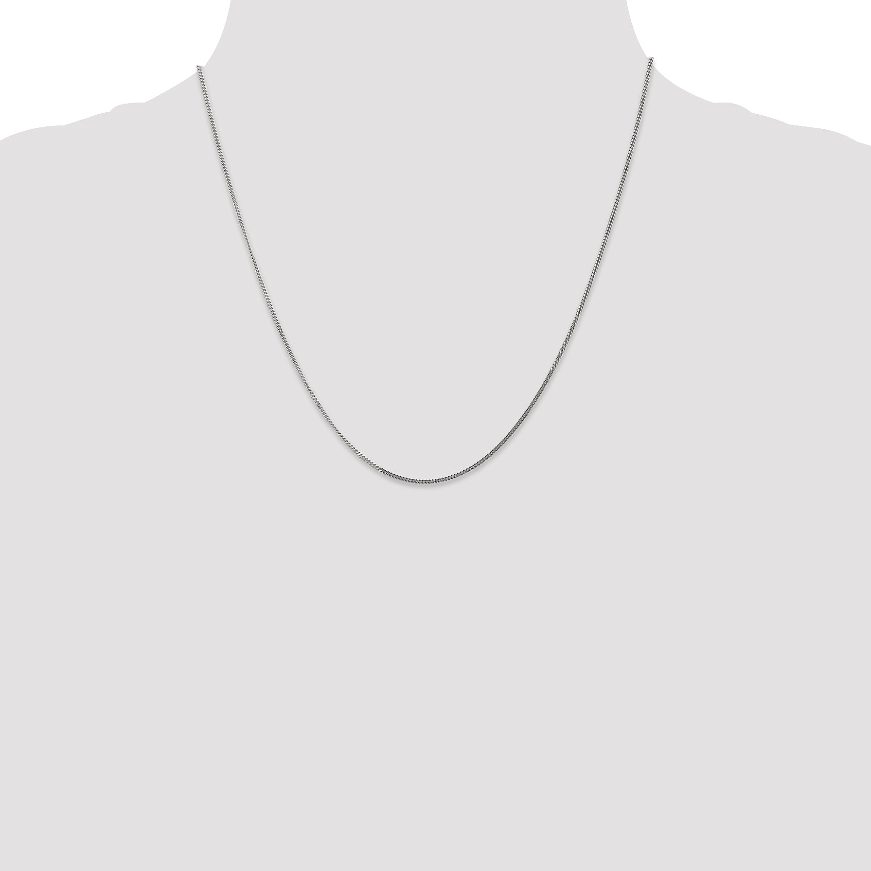 14K White Gold 1.4mm Curb with Spring Ring Clasp Pendant Chain