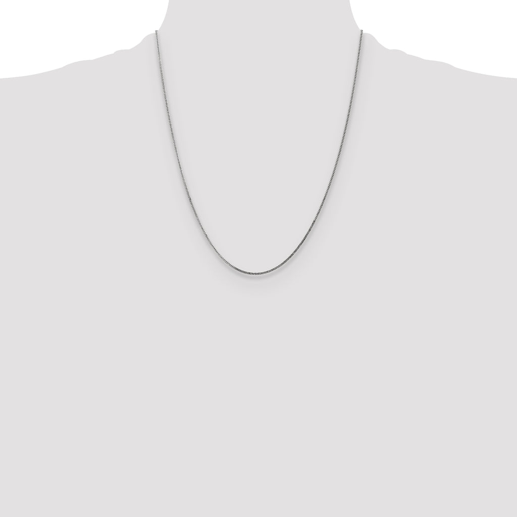 14K White Gold 1.4mm Curb with Spring Ring Clasp Pendant Chain