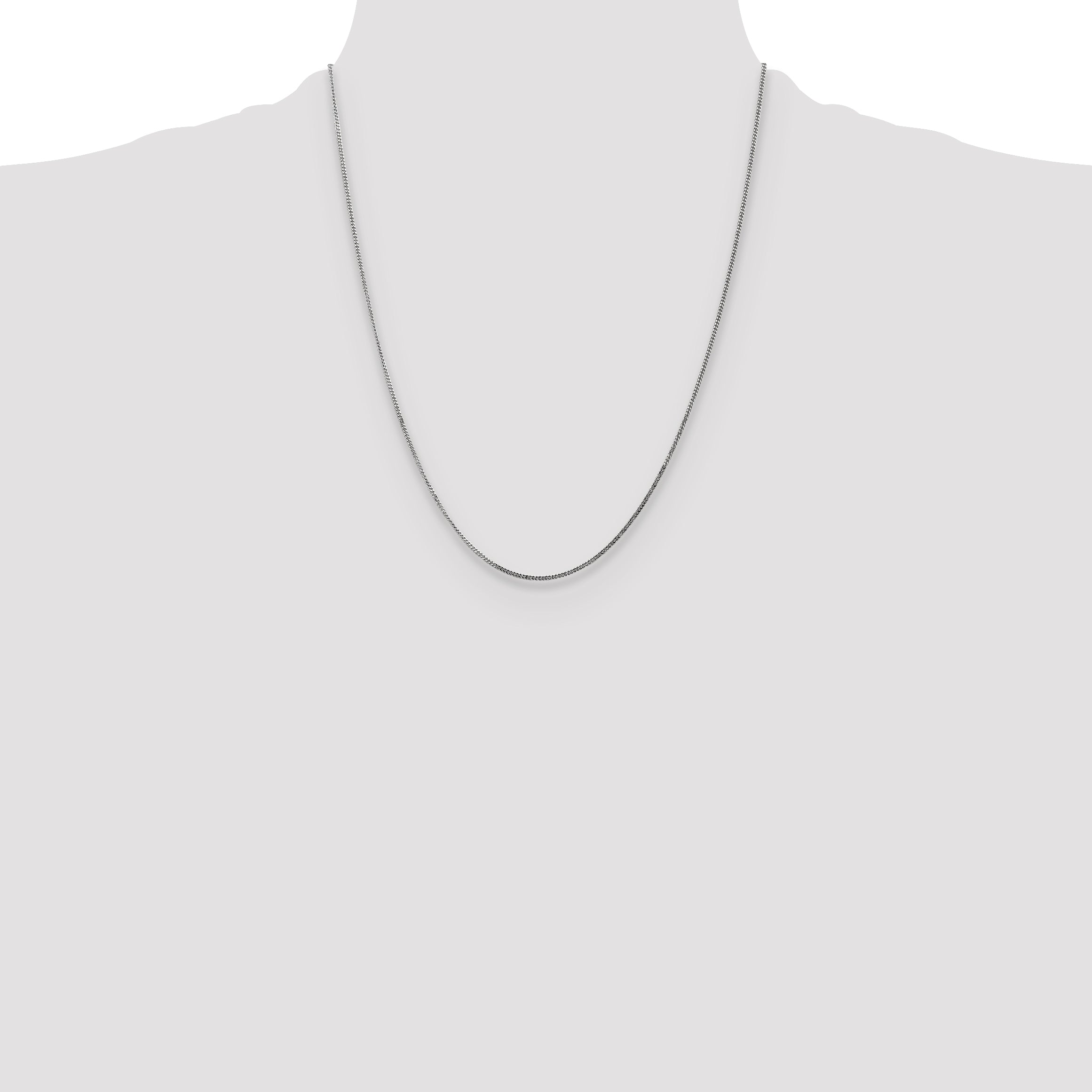 14K White Gold 1.4mm Curb with Spring Ring Clasp Pendant Chain