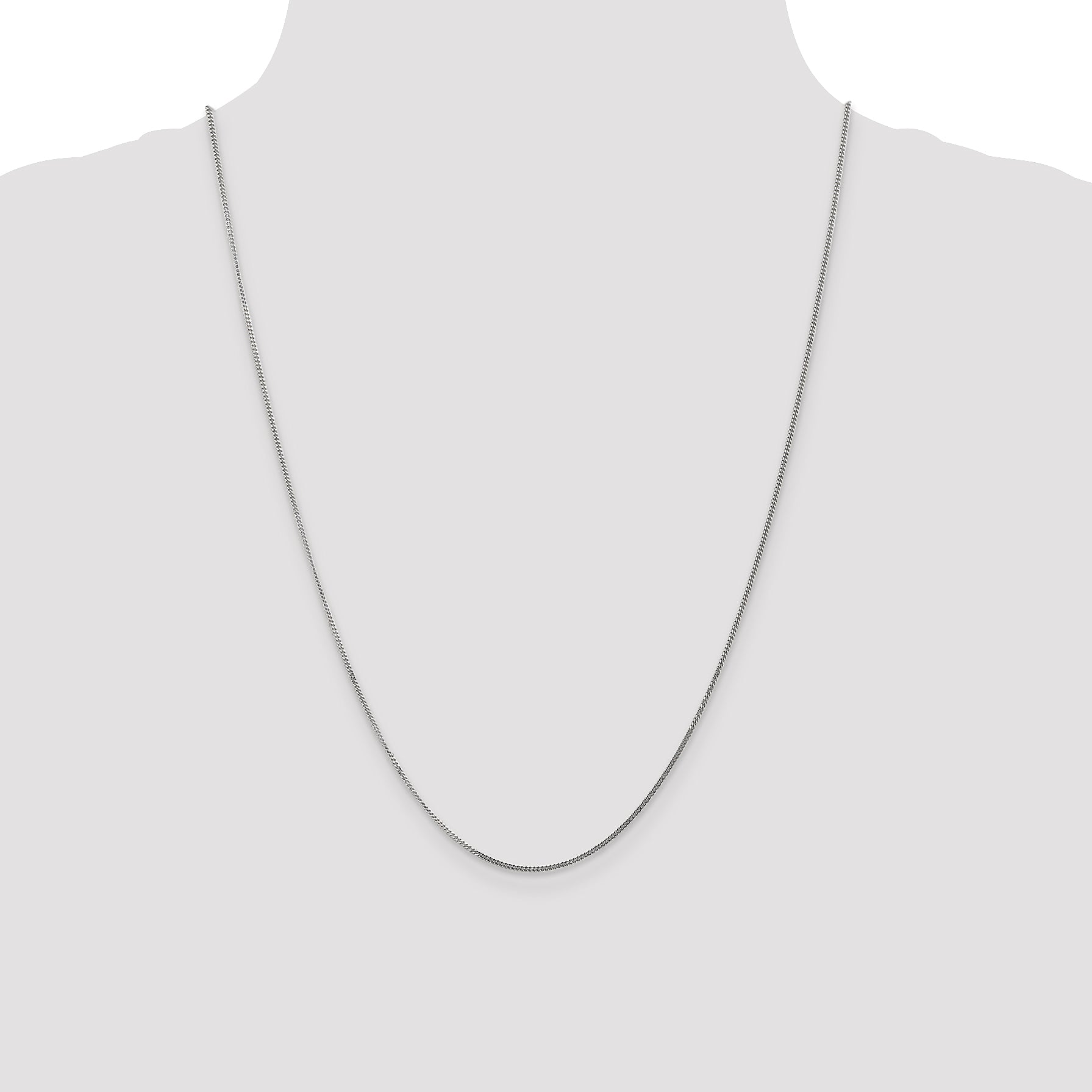 14K White Gold 1.4mm Curb with Spring Ring Clasp Pendant Chain
