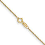 14K Yellow Gold Solid Curb Chain Necklace 0.9mm