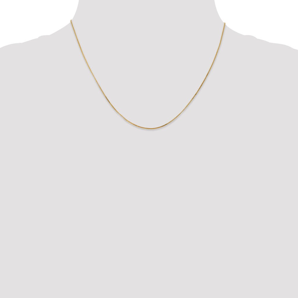 14K Yellow Gold Solid Curb Chain Necklace 0.9mm