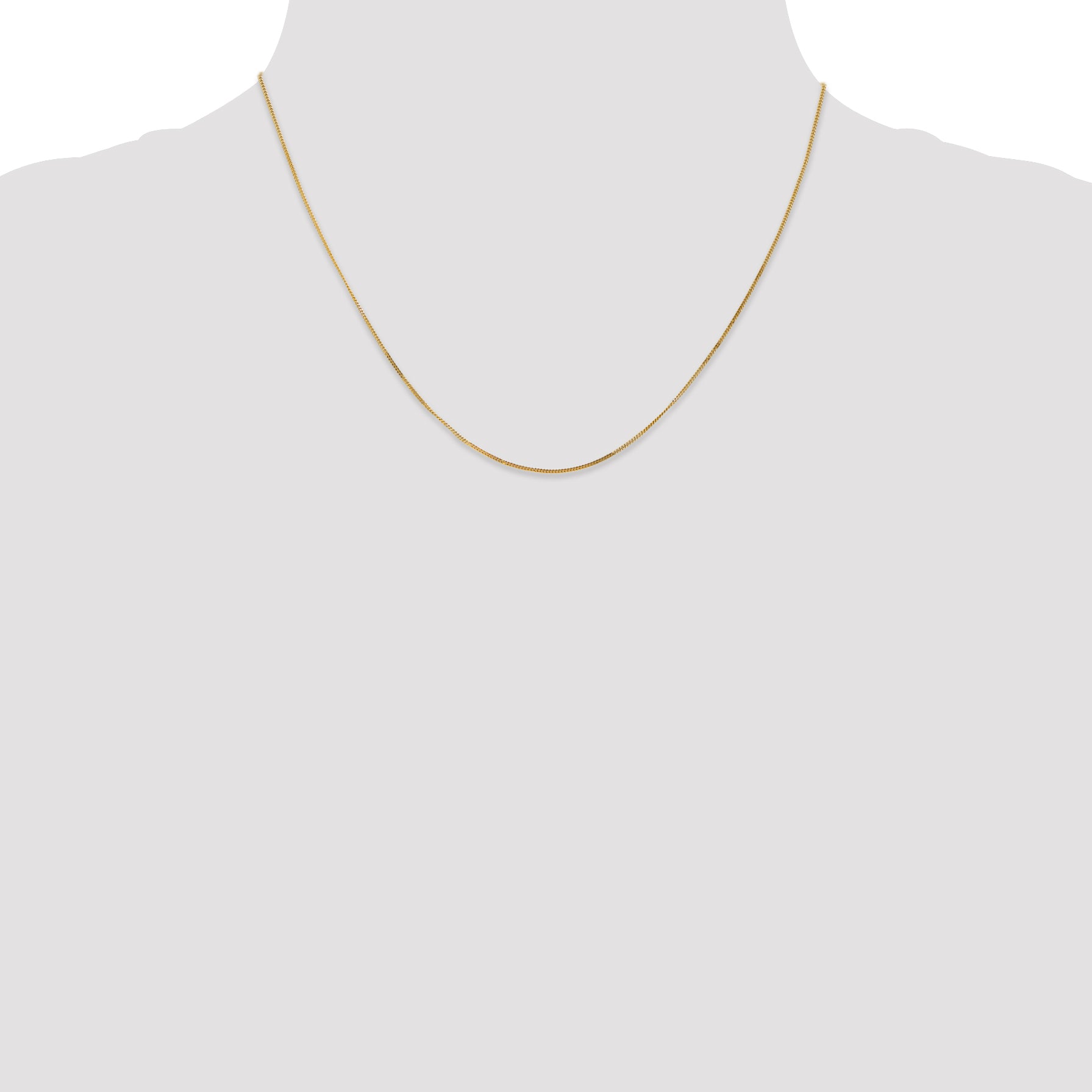 14K Yellow Gold Solid Curb Chain Necklace 0.9mm