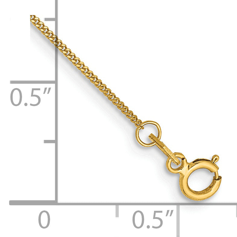 14K 10 inch .9mm Curb  with Spring Ring Clasp Anklet