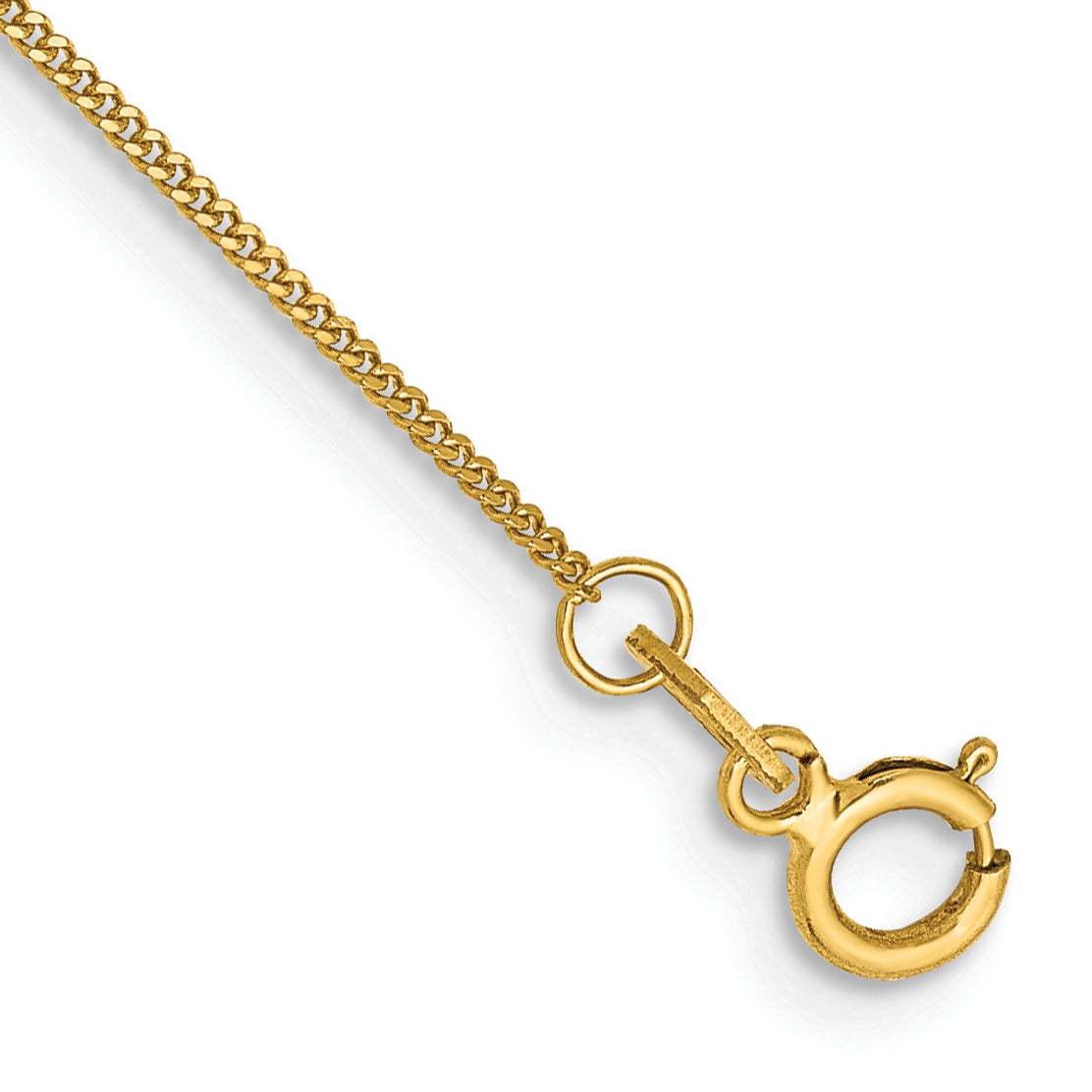 14K 10 inch .9mm Curb  with Spring Ring Clasp Anklet Main image