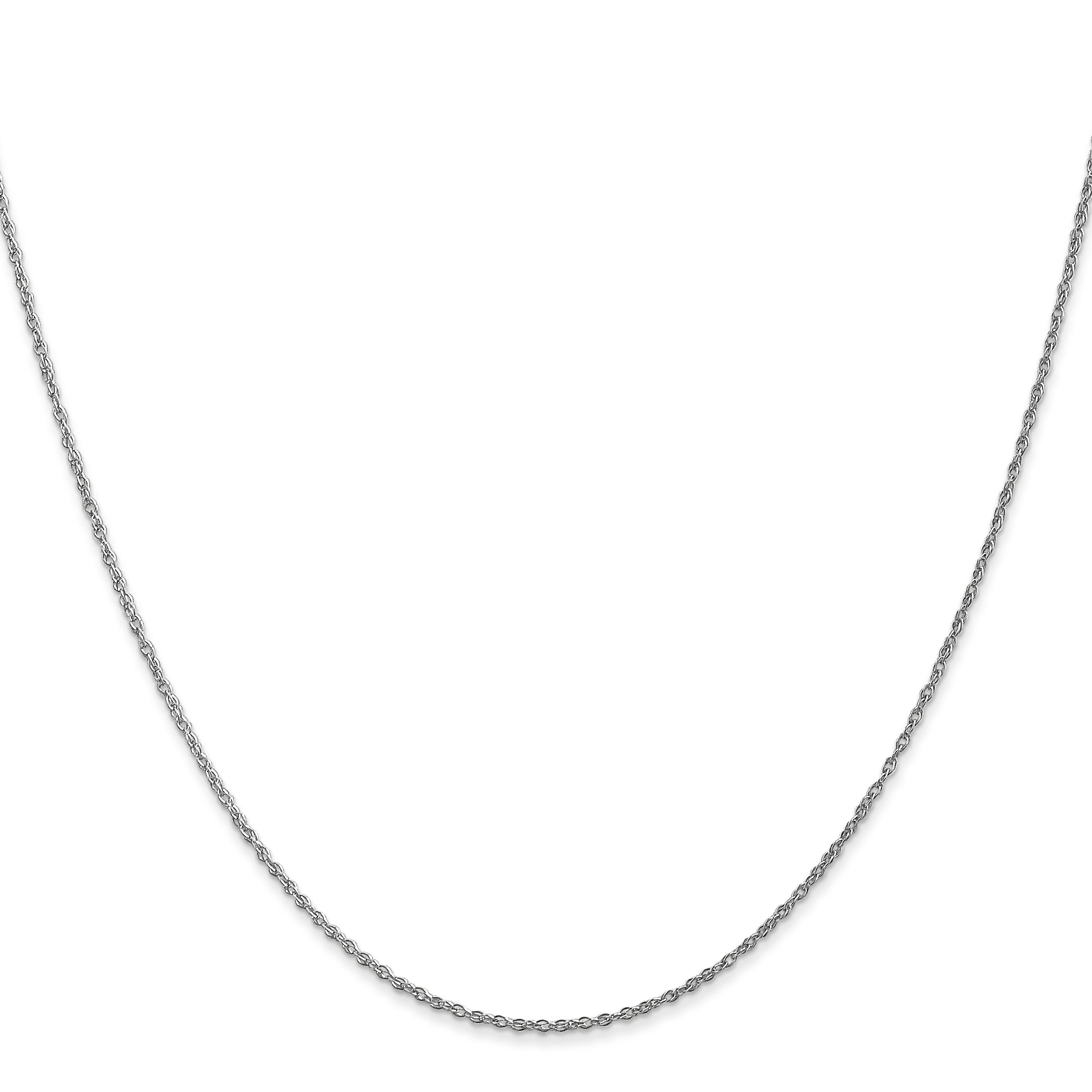 14K White Gold 26 inch .8mm Light Baby Rope with Spring Ring Clasp Chain