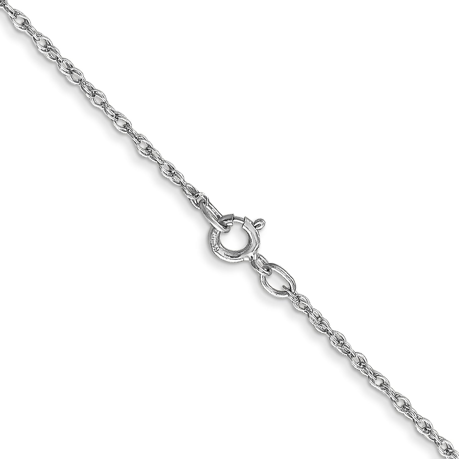14K White Gold 26 inch .8mm Light Baby Rope with Spring Ring Clasp Chain