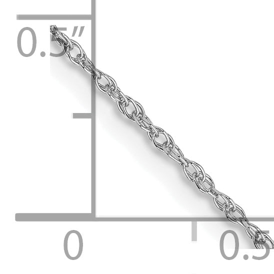 14K White Gold 5.5 inch .8mm Light Baby Rope with Spring Ring Clasp Chain Secondary image