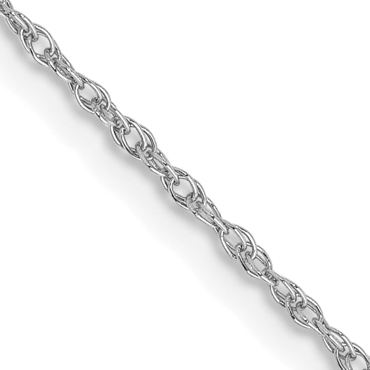 14K White Gold .8mm Light Baby Rope with Spring Ring Clasp Chain