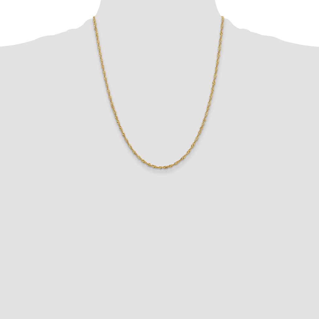14K 22 inch 2mm Singapore with Lobster Clasp Chain
