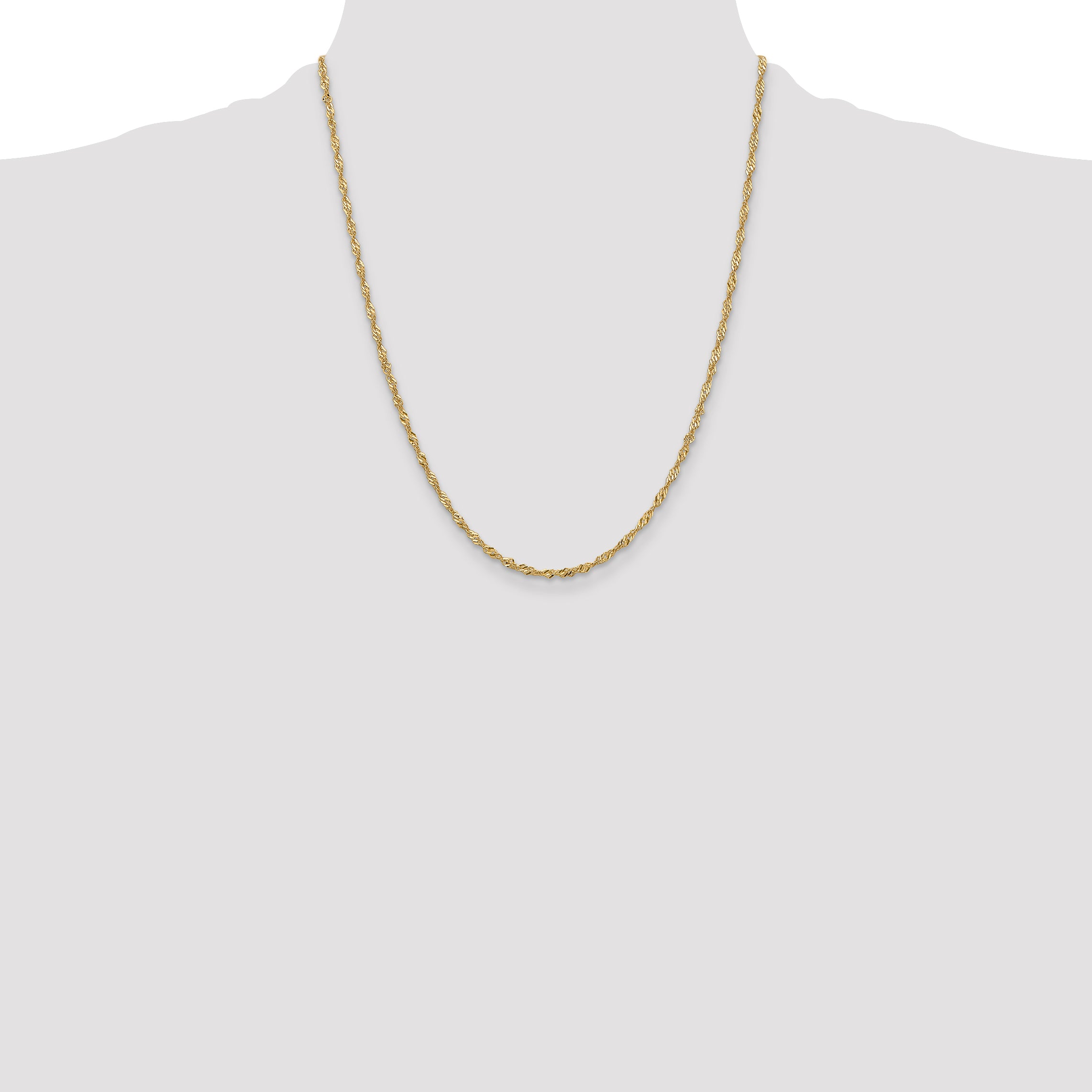 14K 22 inch 2mm Singapore with Lobster Clasp Chain