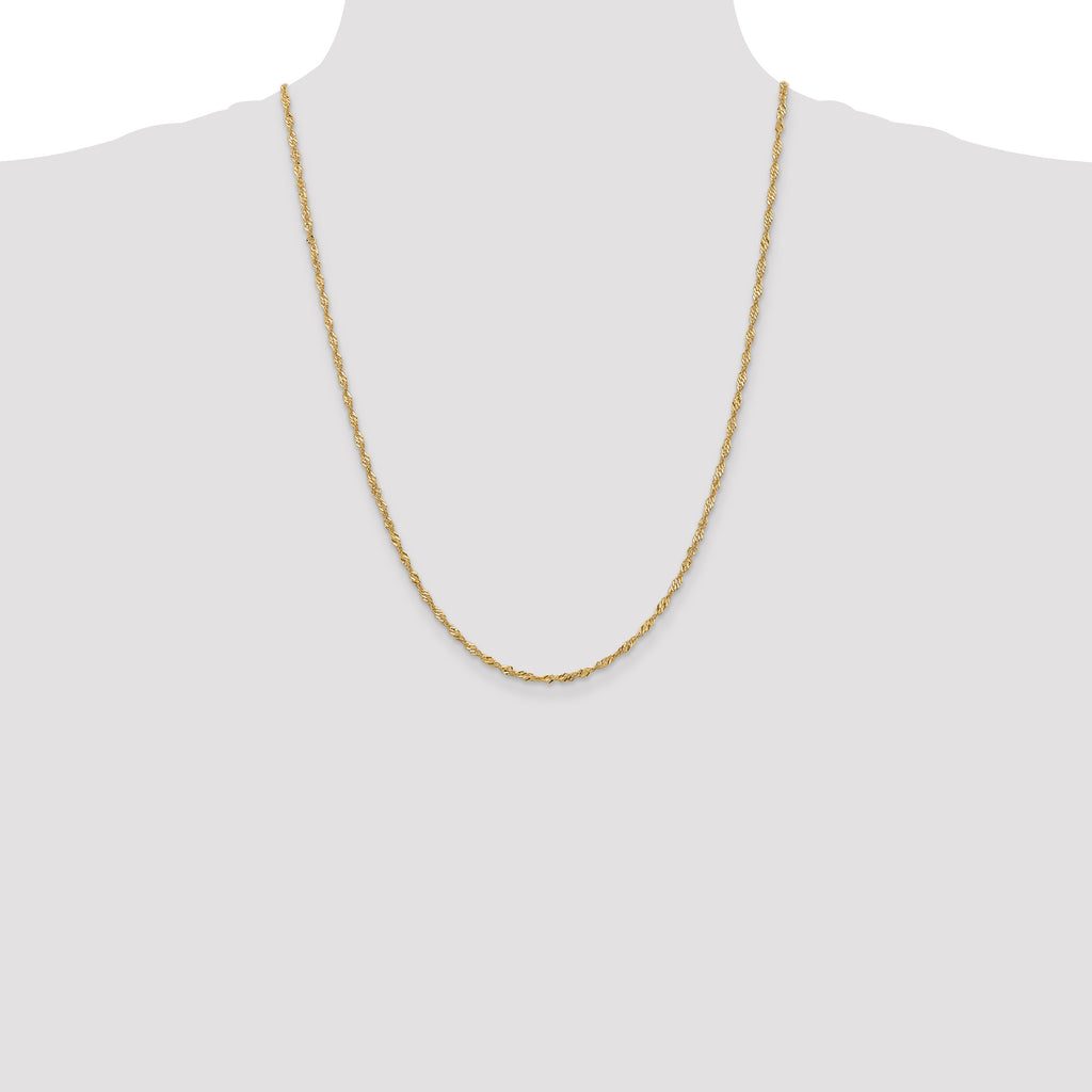 14K 24 inch 2mm Singapore with Lobster Clasp Chain
