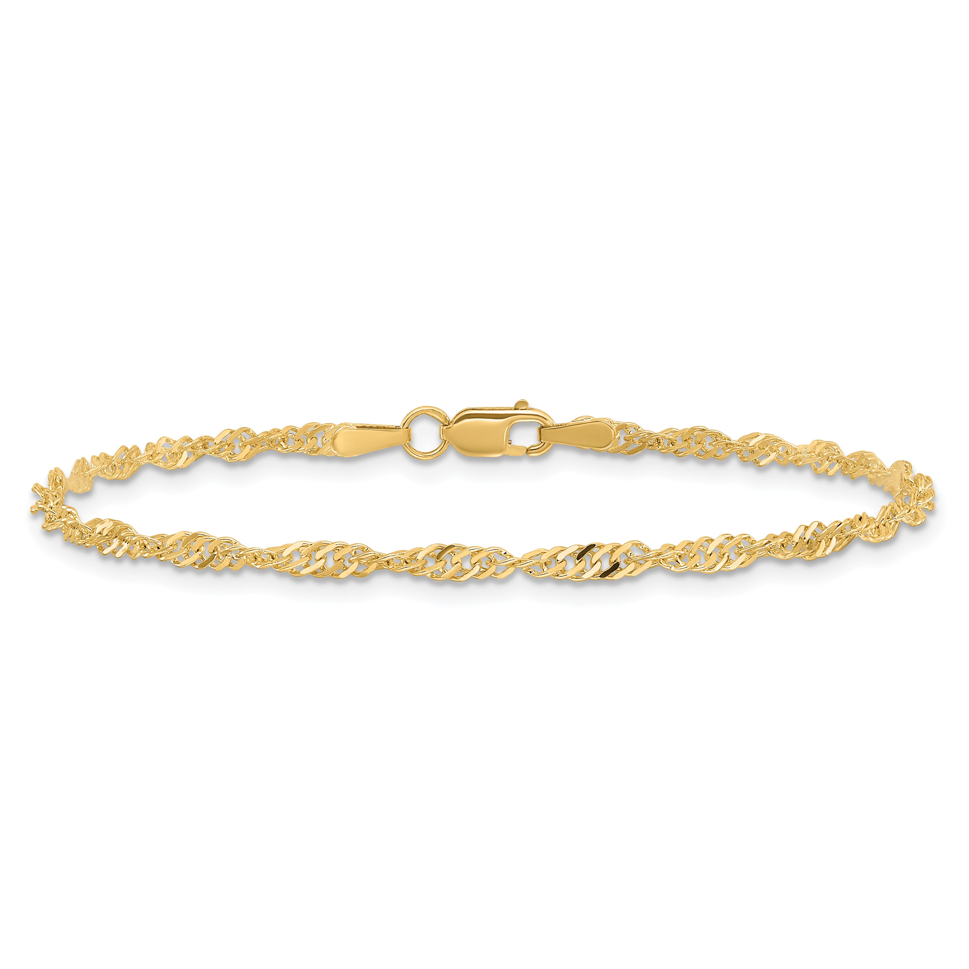 14K 8 inch 2mm Singapore with Lobster Clasp Chain