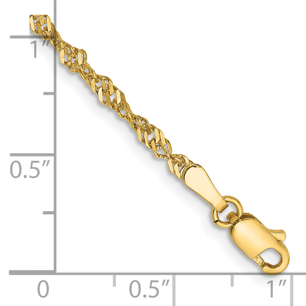 14K 8 inch 2mm Singapore with Lobster Clasp Chain Secondary image