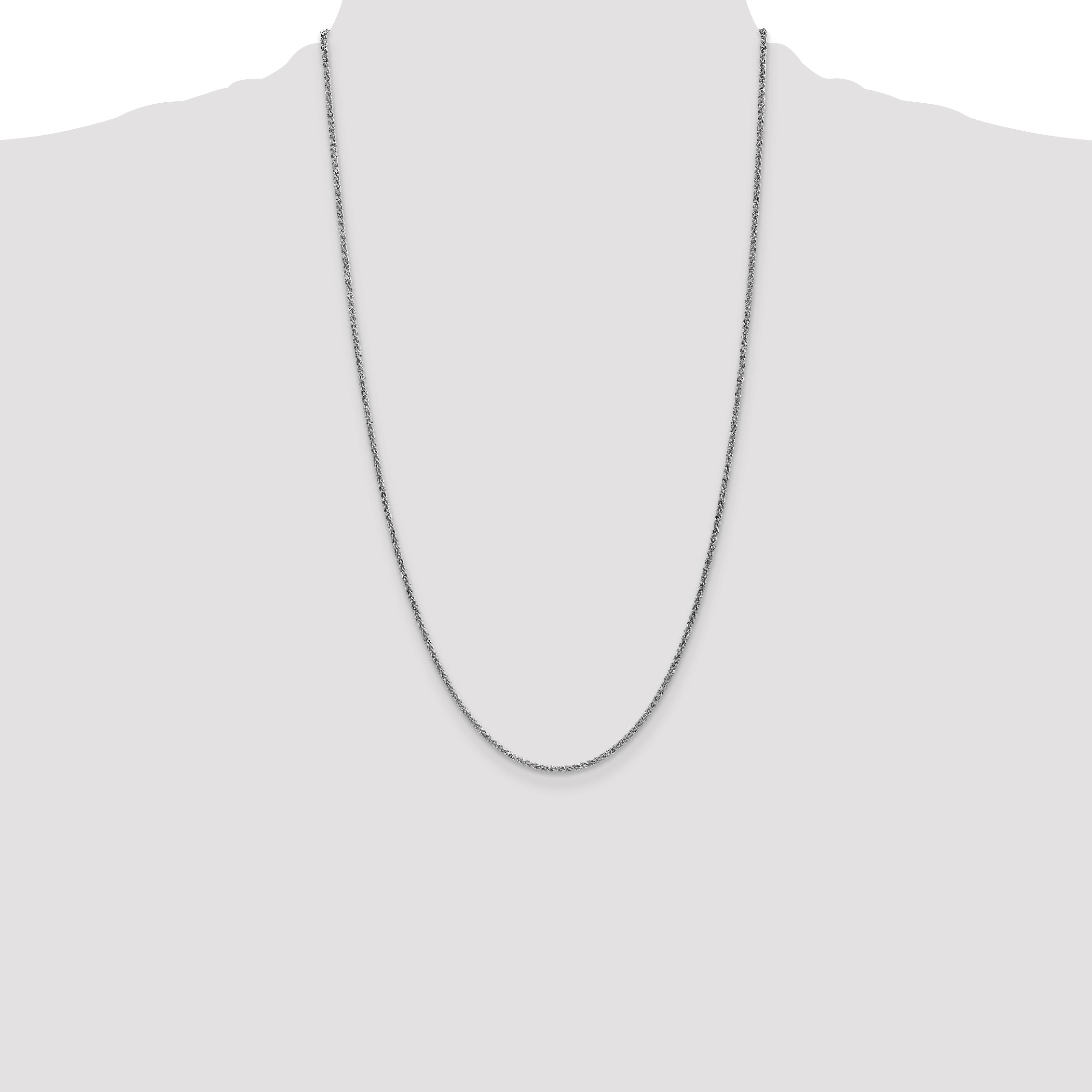 14K White Gold 26 inch 1.7mm Spiga with Lobster Clasp Chain
