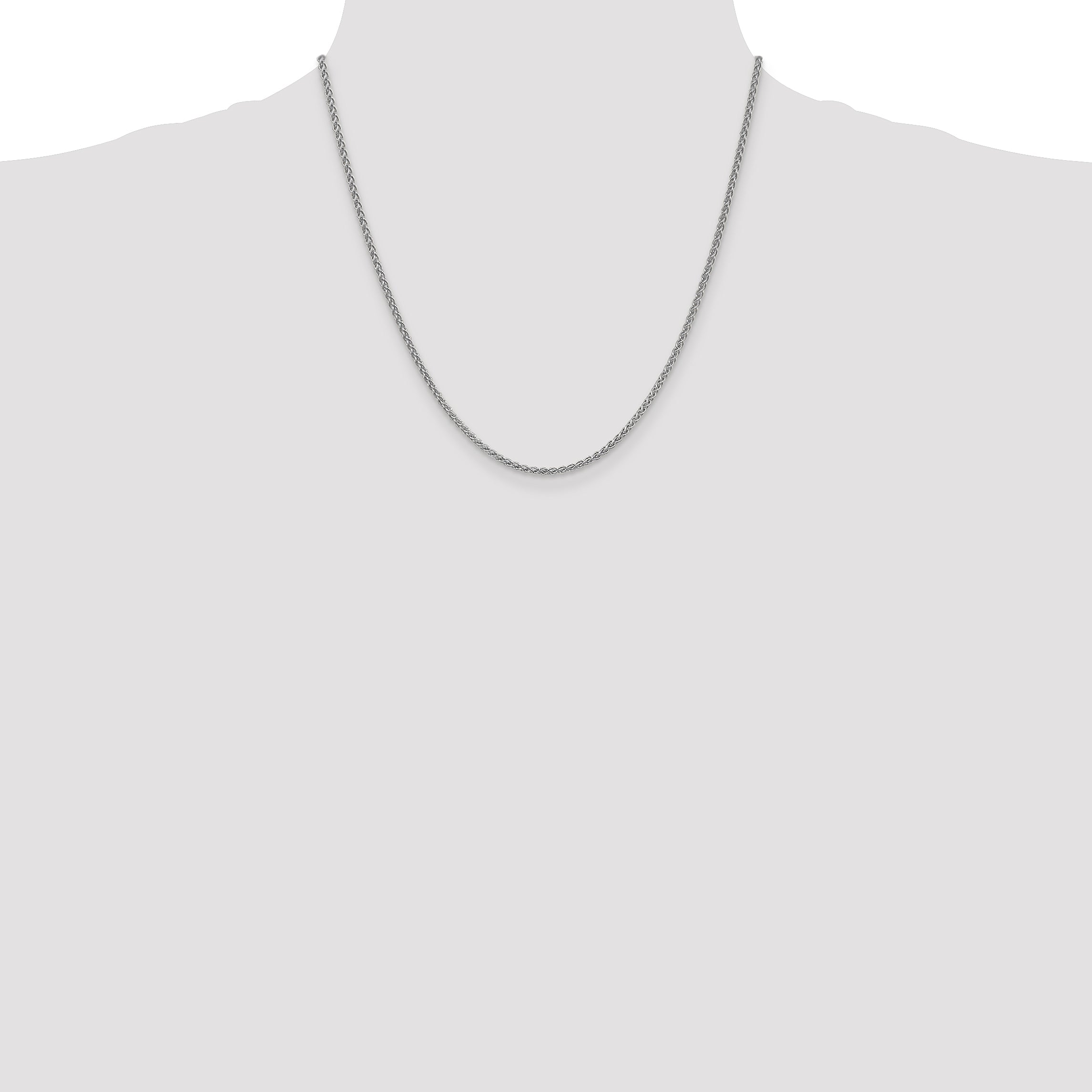 14K White Gold 20 inch 2.1mm Spiga with Lobster Clasp Chain