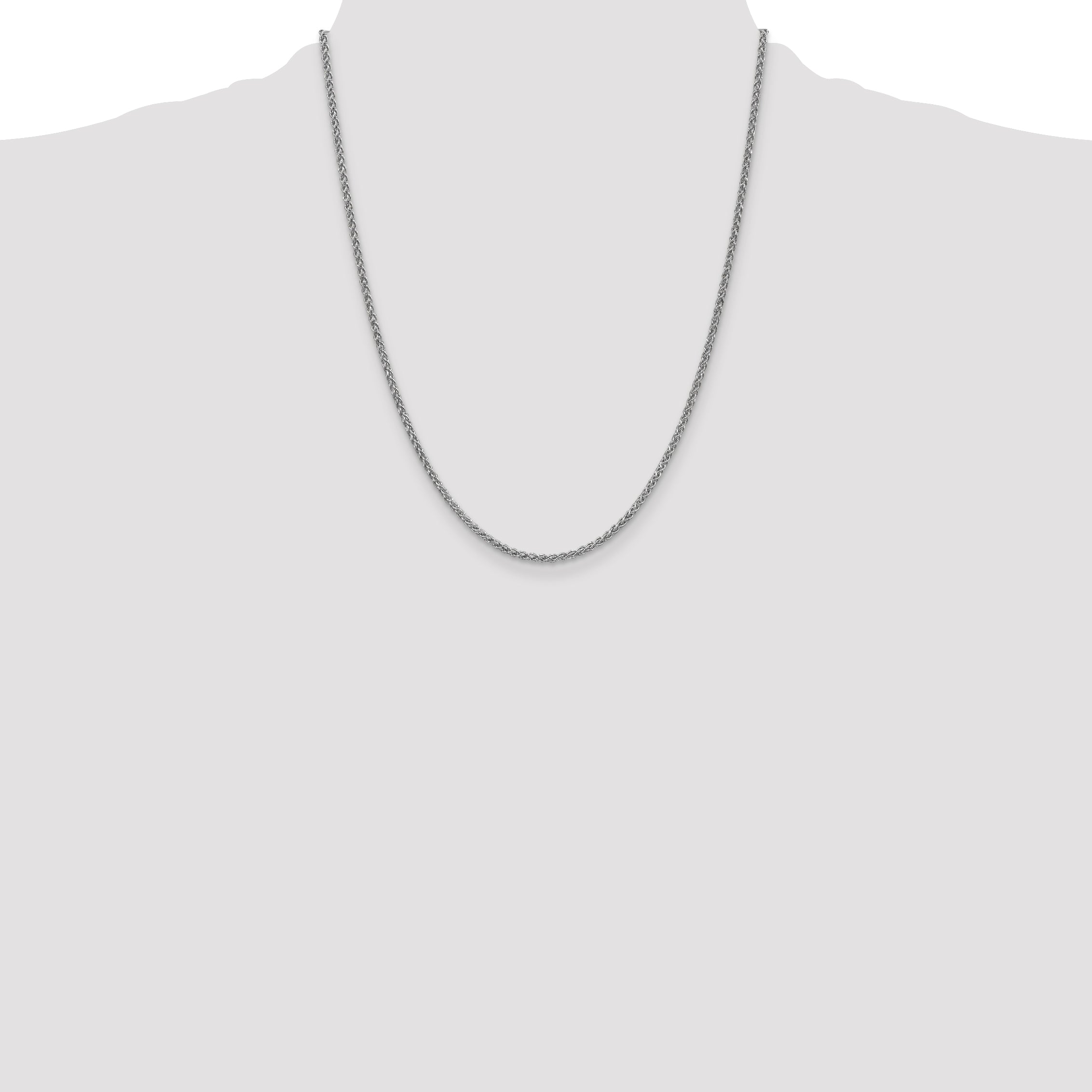 14K White Gold 22 inch 2.1mm Spiga with Lobster Clasp Chain