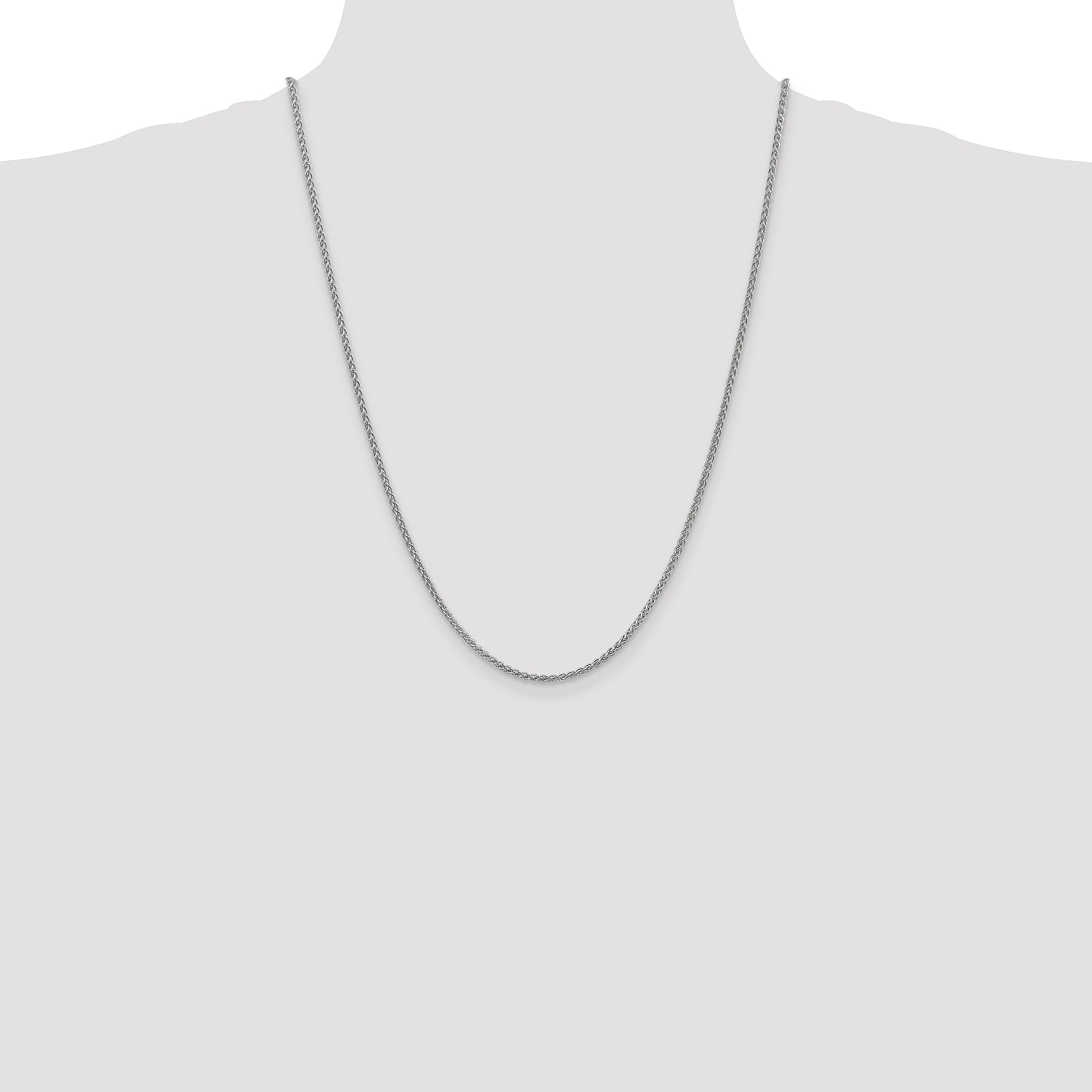14K White Gold 24 inch 2.1mm Spiga with Lobster Clasp Chain