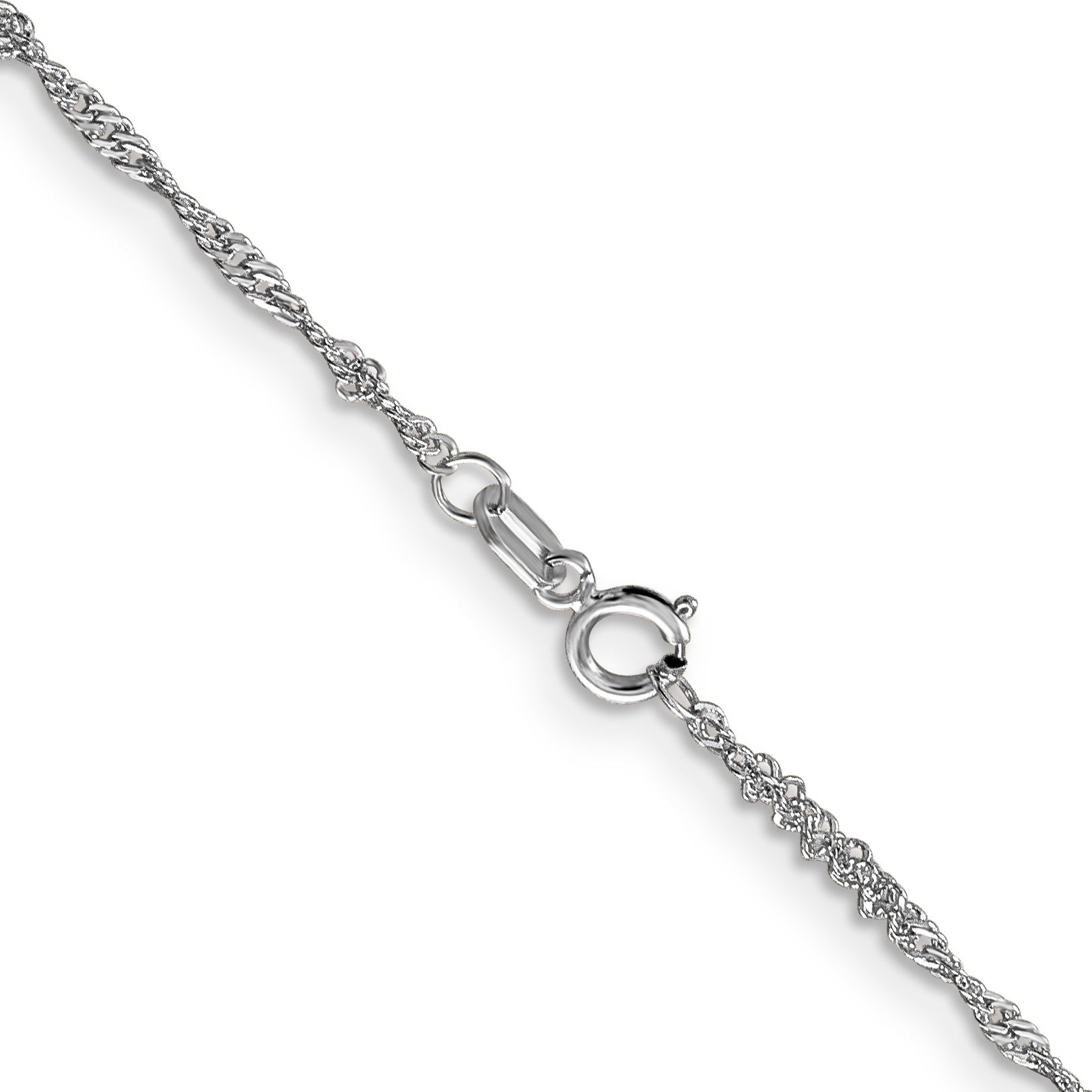 14K White Gold 30 inch 1.4mm Singapore with Spring Ring Clasp Chain