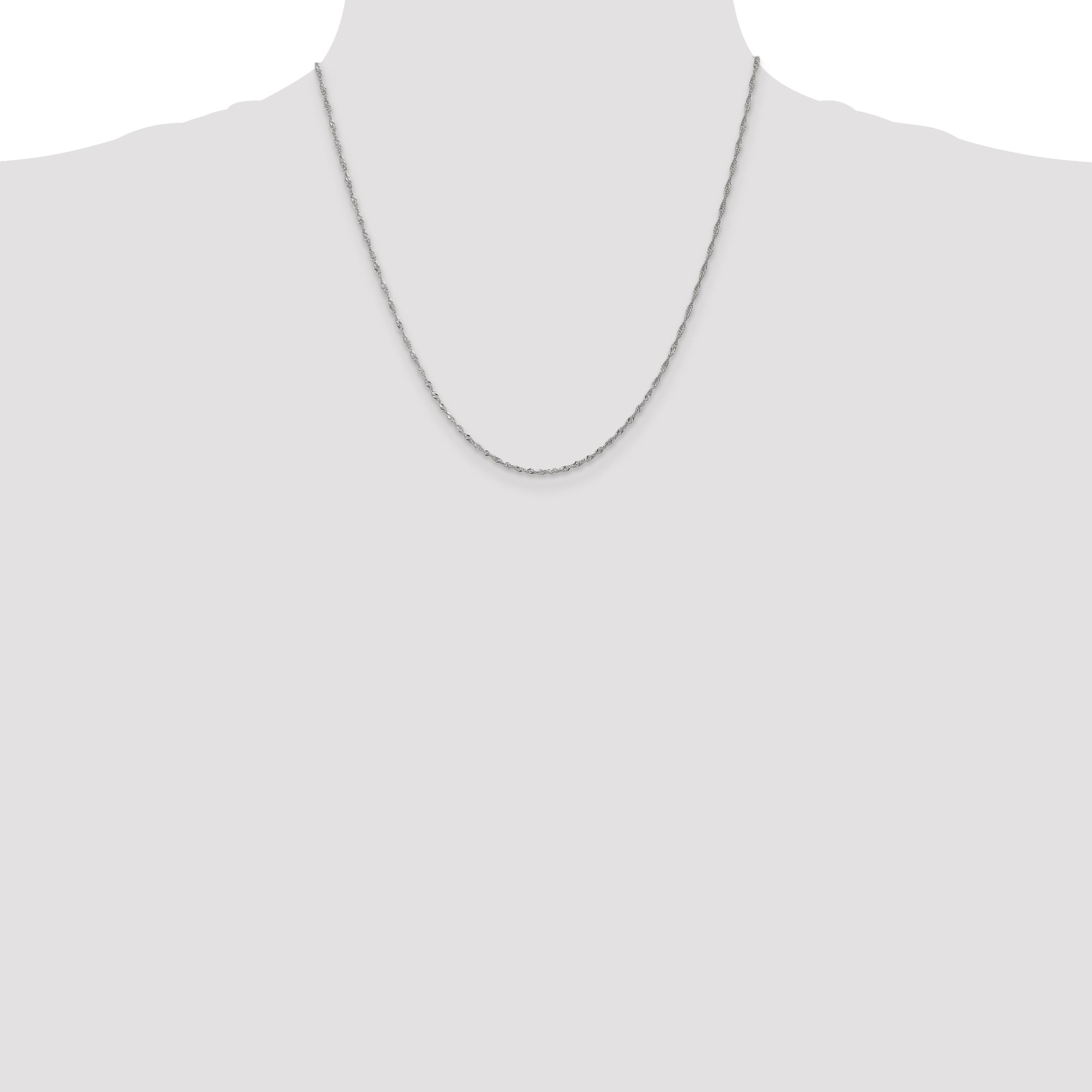 14K White Gold 20 inch 1.4mm Singapore with Spring Ring Clasp Chain