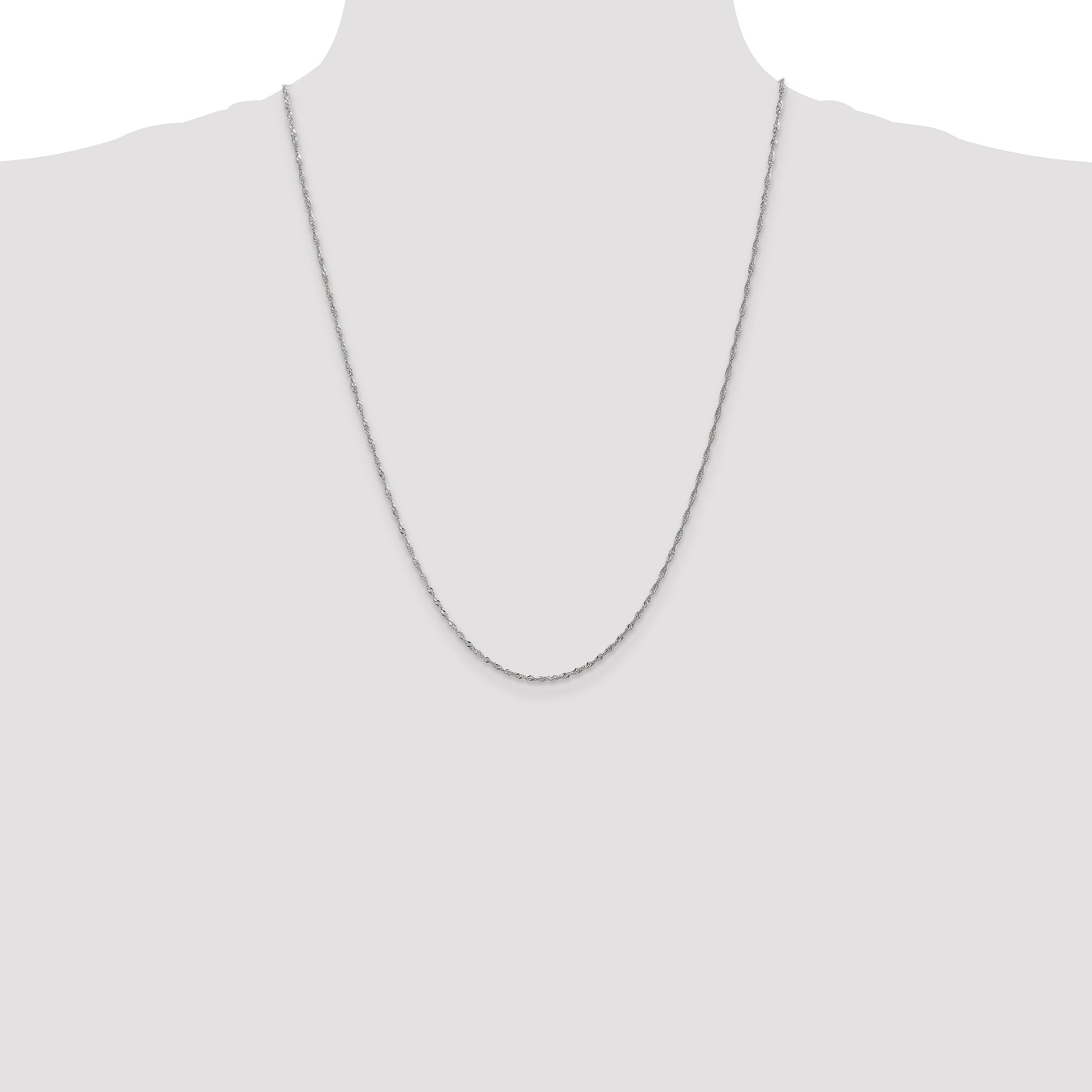 14K White Gold 24 inch 1.4mm Singapore with Spring Ring Clasp Chain
