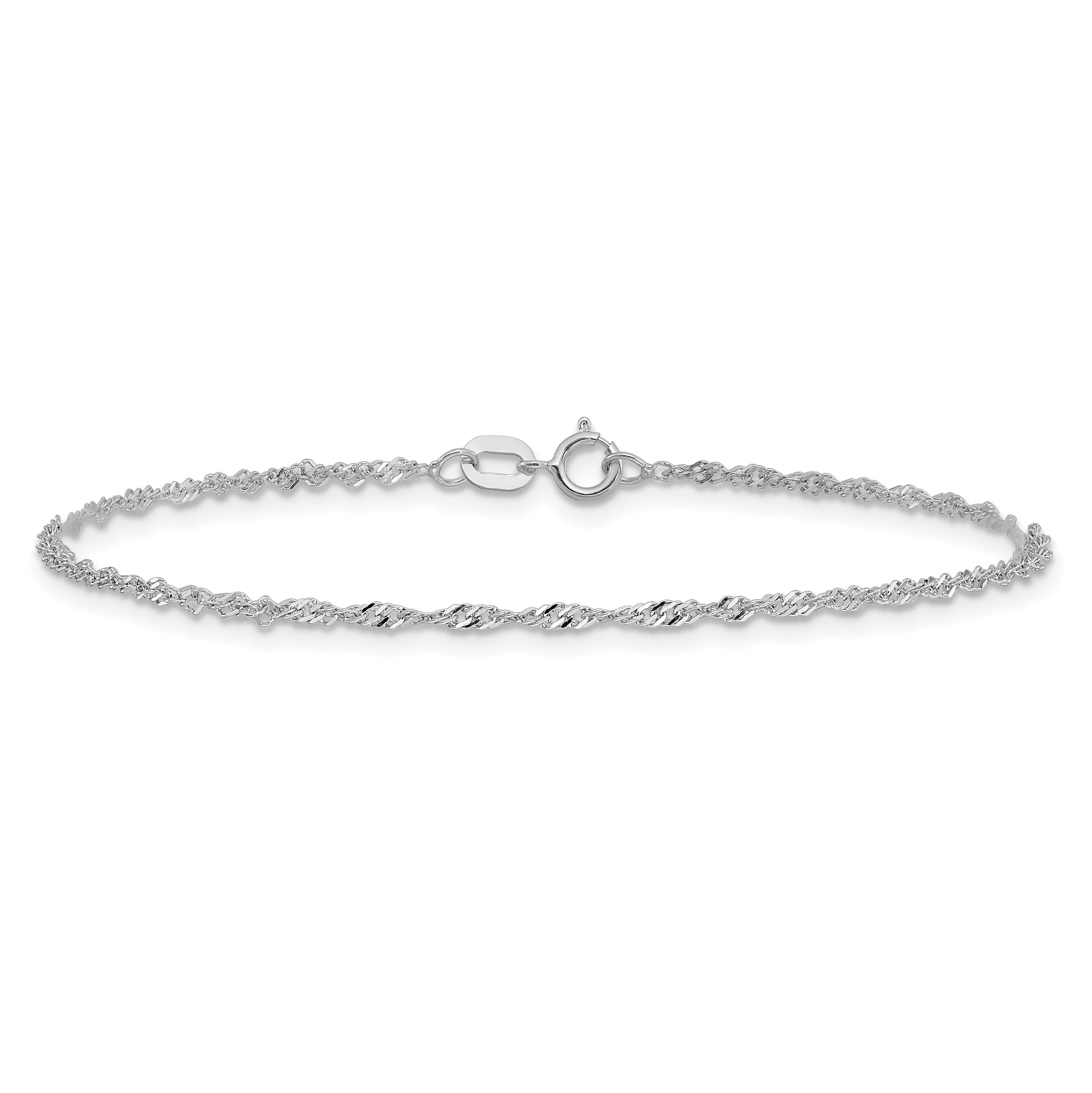 14K White Gold 1.4mm Singapore with Spring Ring Clasp Chain