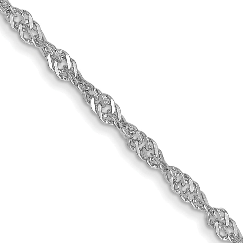 14K White Gold Solid Singapore Chain Necklace 1.4mm