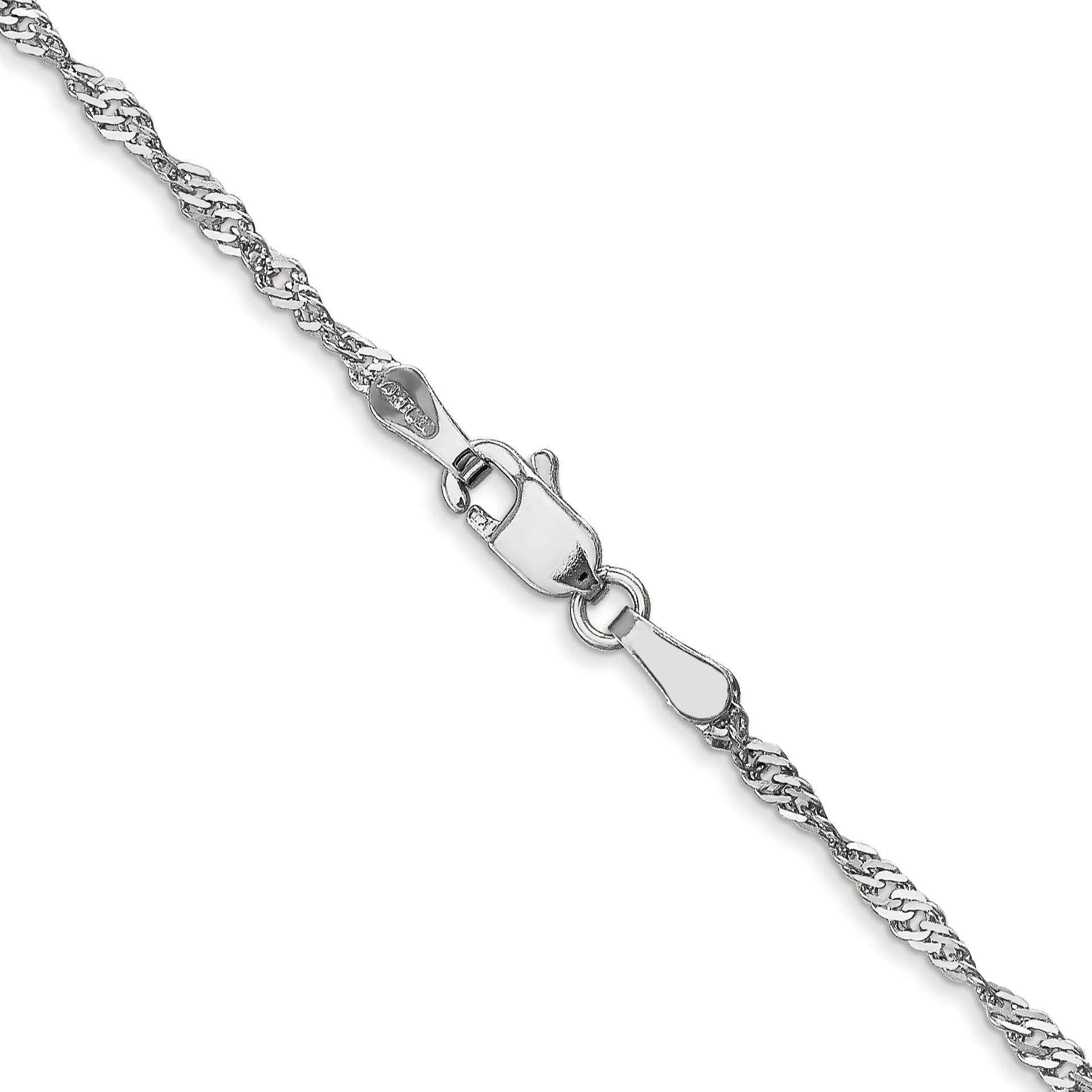 14K White Gold 30 inch 1.7mm Singapore with Lobster Clasp Chain