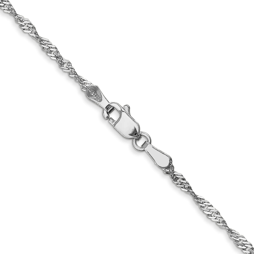 14K White Gold 30 inch 1.7mm Singapore with Lobster Clasp Chain