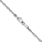 14K White Gold 30 inch 1.7mm Singapore with Lobster Clasp Chain