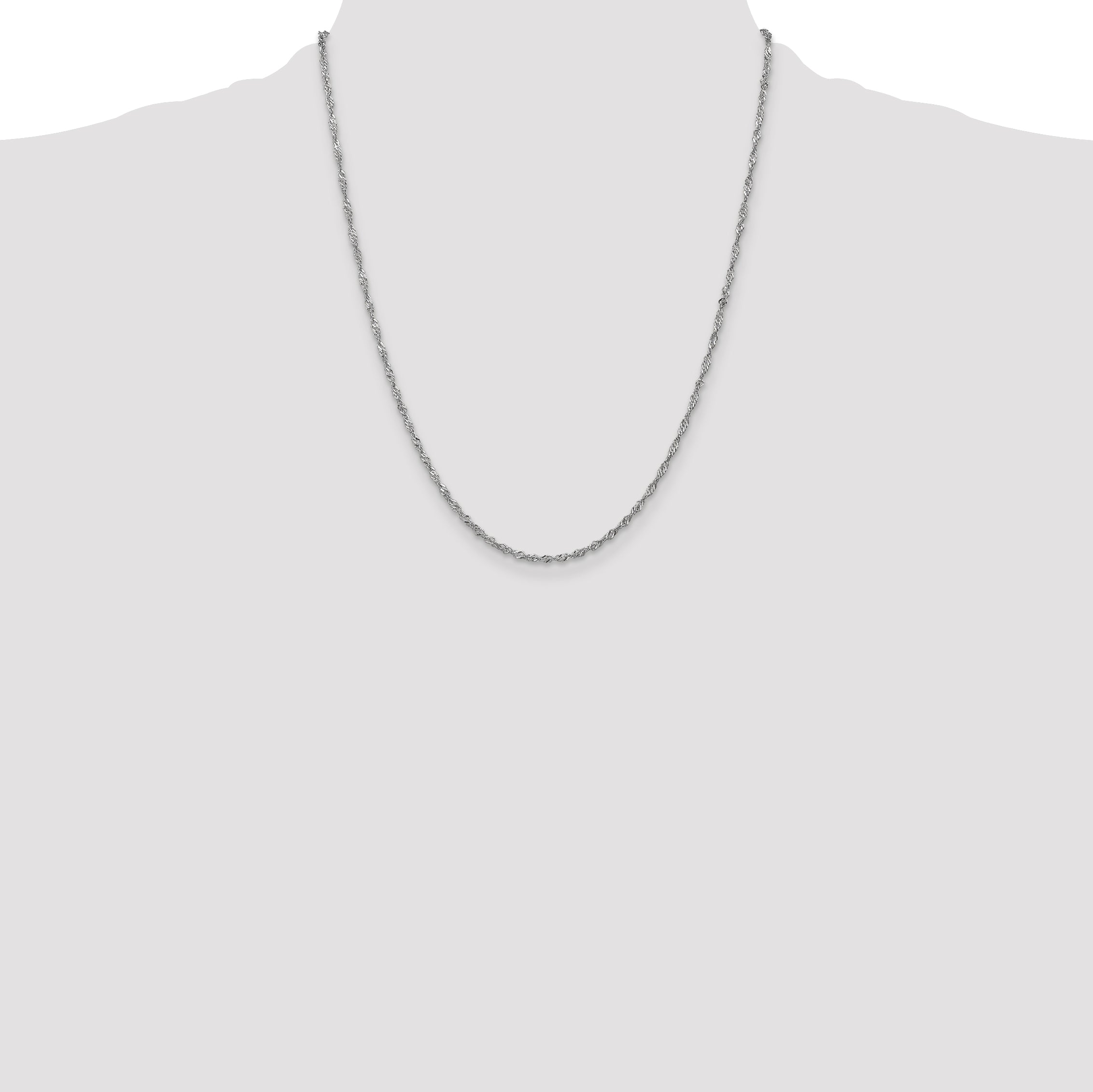 14K White Gold 22 inch 1.7mm Singapore with Lobster Clasp Chain