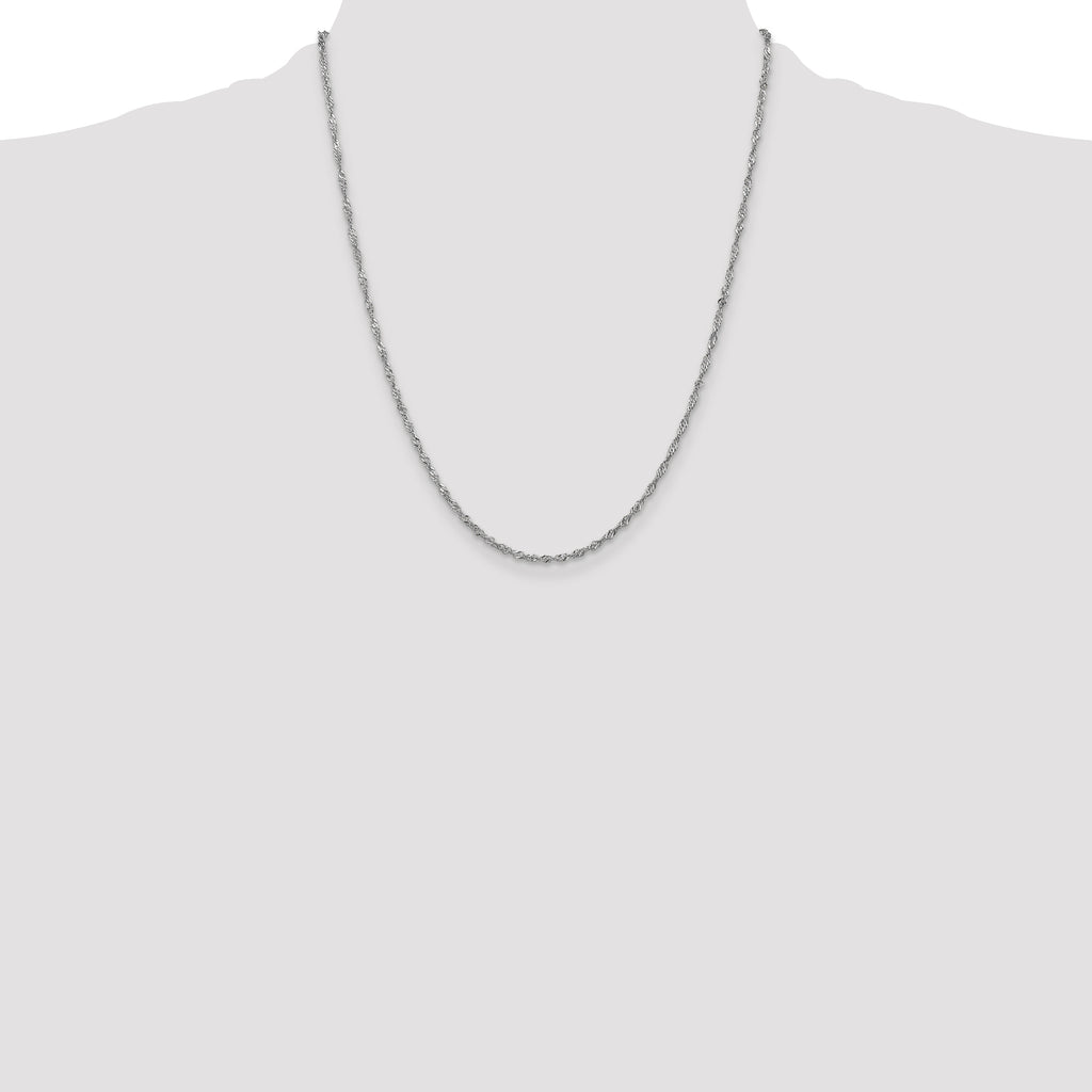 14K White Gold 22 inch 1.7mm Singapore with Lobster Clasp Chain
