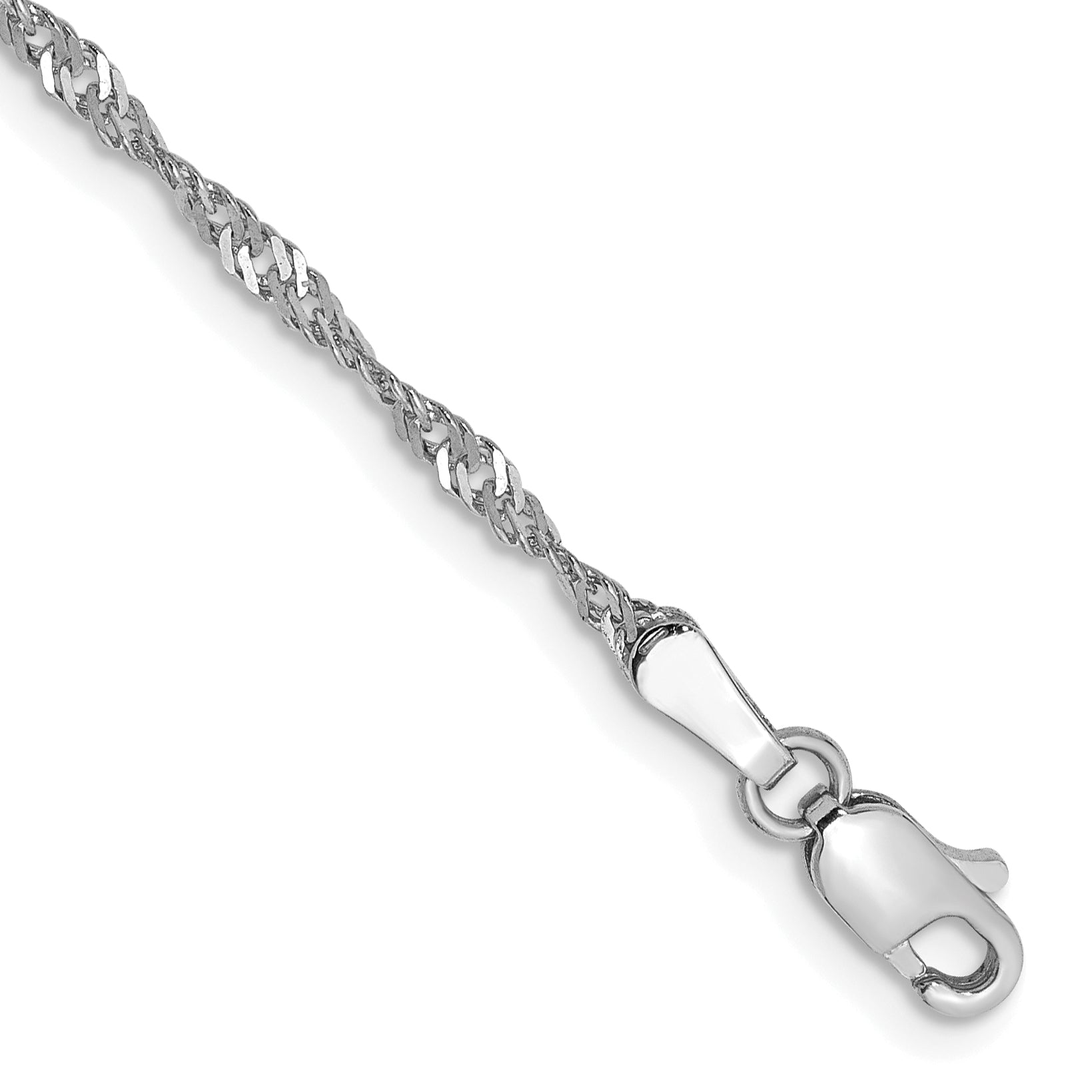 14K White Gold 10 inch 1.7mm Singapore with Lobster Clasp Anklet Main image