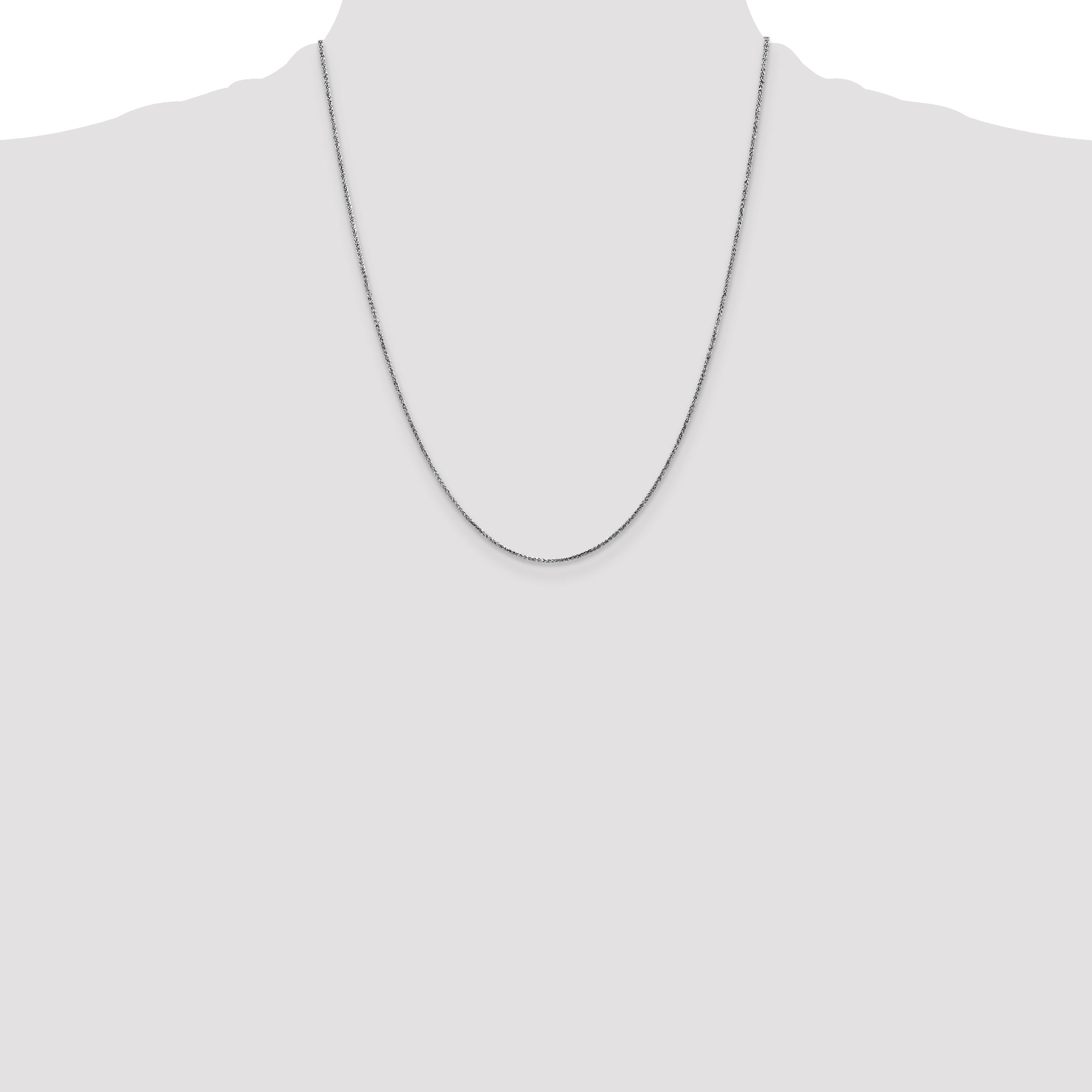 14K White Gold 22 inch 1.05mm Diamond-cut Spiga with Spring Ring Clasp Chain