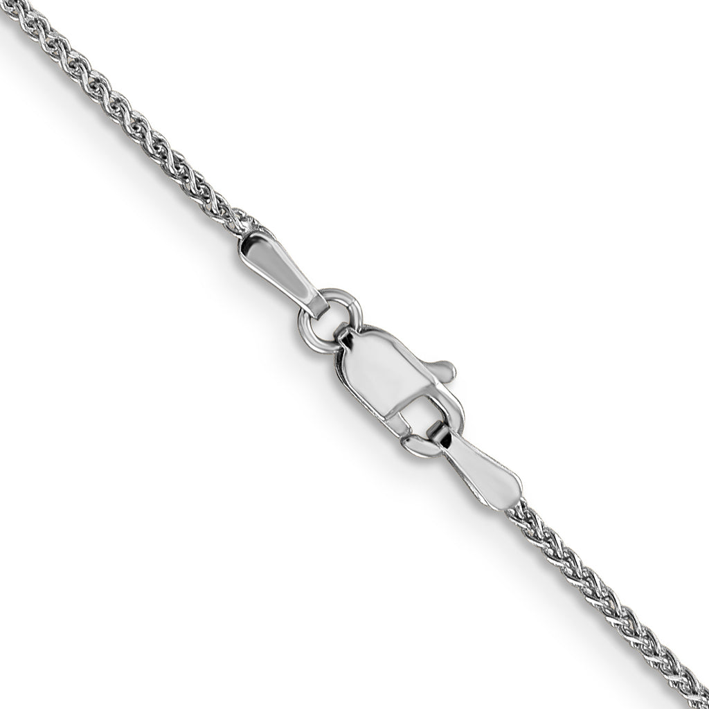 14K White Gold Solid Diamond-Cut Wheat Chain Necklace 1.25mm