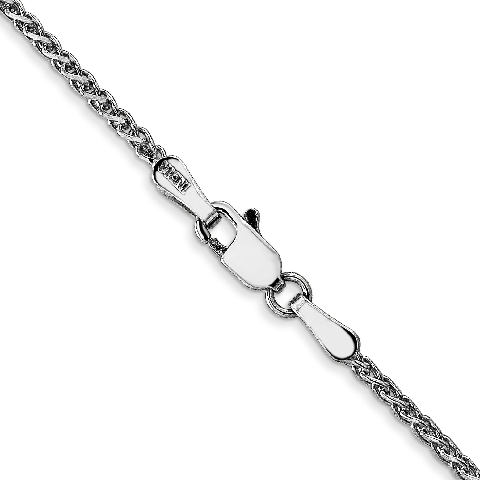 14K White Gold 30 inch 1.7mm Diamond-cut Spiga with Lobster Clasp Chain