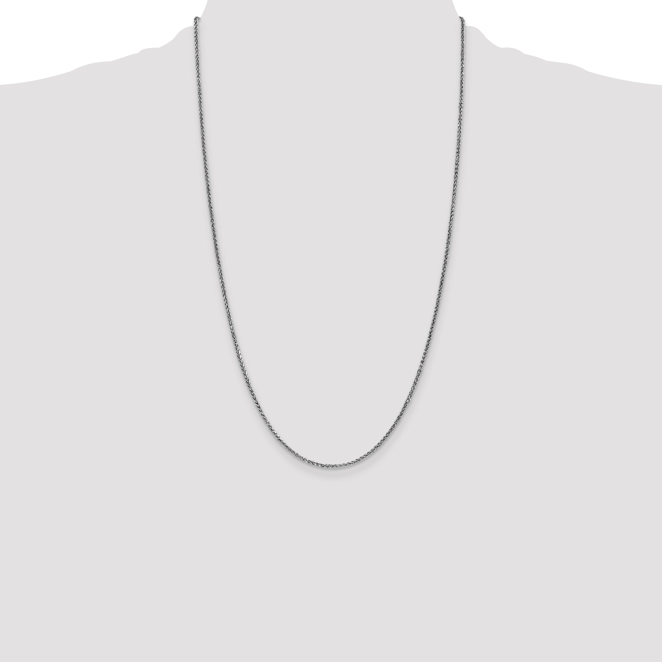 14K White Gold 26 inch 1.7mm Diamond-cut Spiga with Lobster Clasp Chain