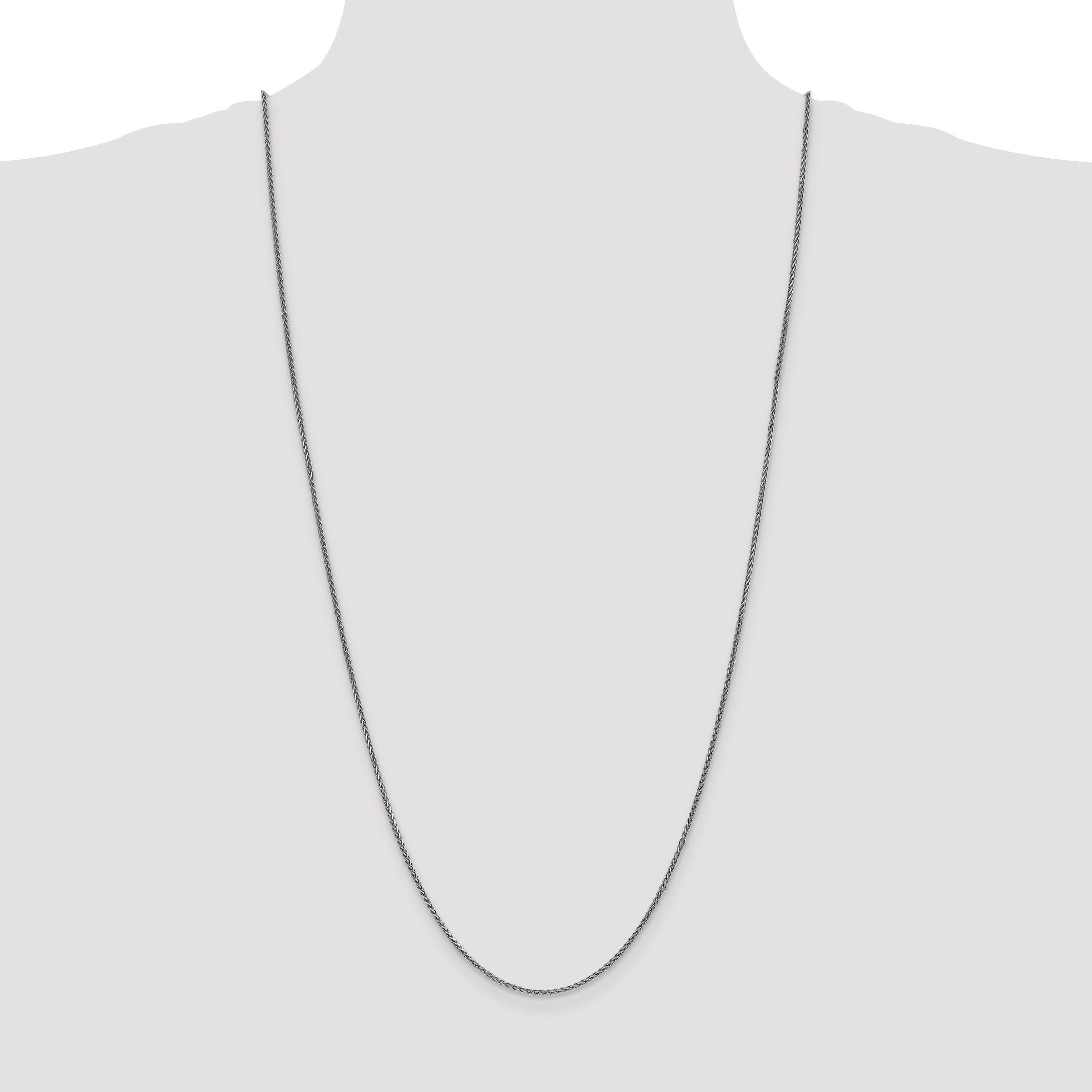 14K White Gold 1.7mm Diamond-Cut Spiga with Lobster Clasp Chain