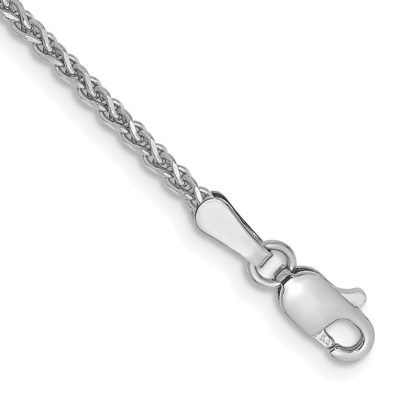 14K White Gold 1.7mm Diamond-Cut Spiga with Lobster Clasp Chain