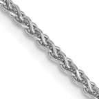 14K White Gold Solid Diamond-Cut Wheat Chain Necklace 1.7mm