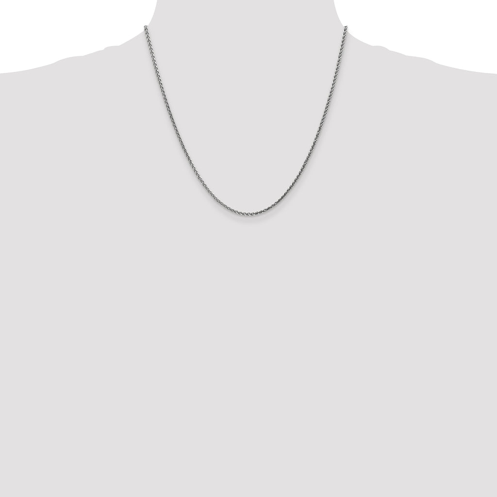 14K White Gold 20 inch 2.1mm Diamond-cut Spiga with Lobster Clasp Chain