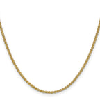 14K Yellow Gold Solid Wheat Chain Necklace 2.1mm