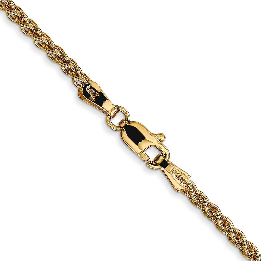 14K Yellow Gold Solid Wheat Chain Necklace 2.1mm