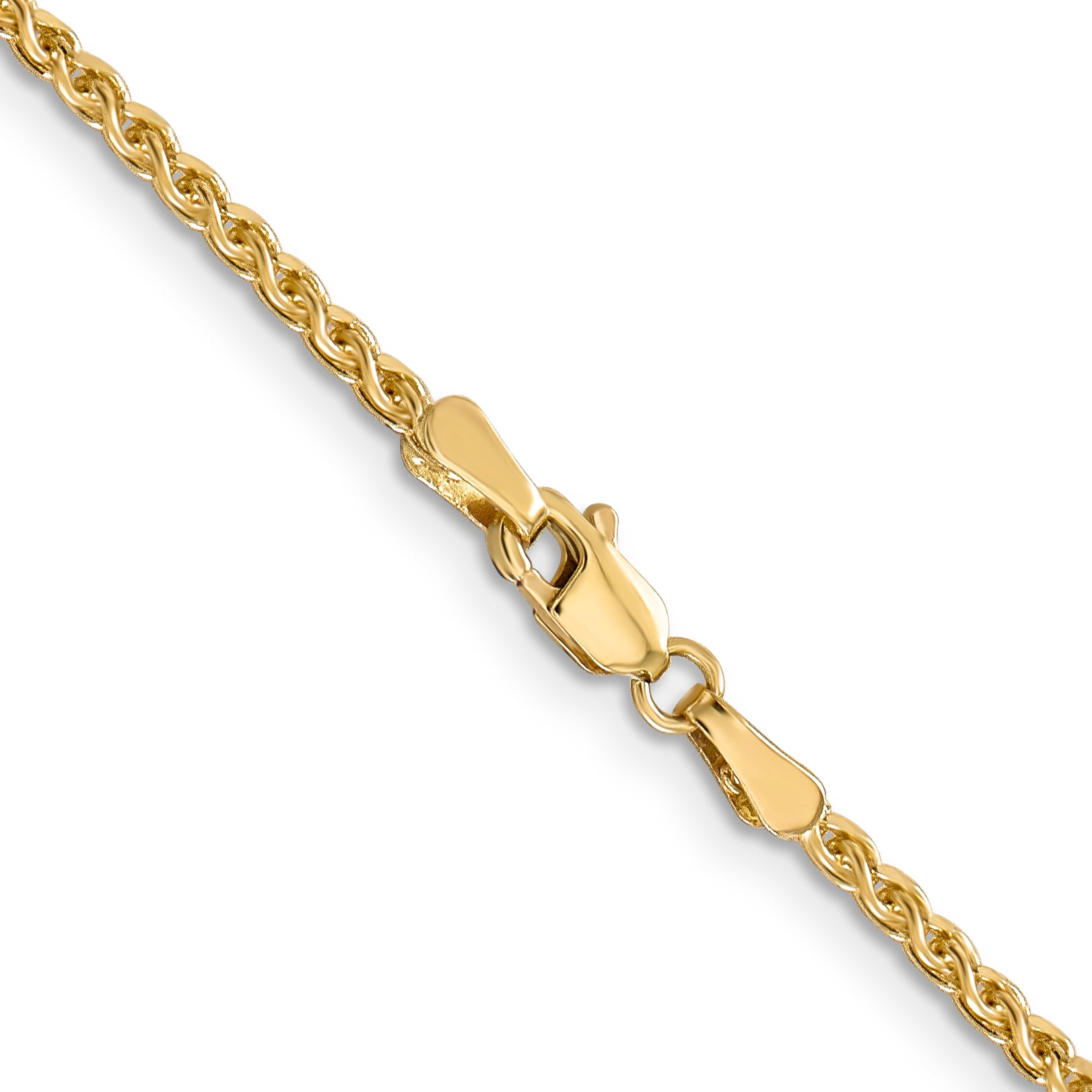 14K 30 inch 2.1mm Diamond-cut Spiga with Lobster Clasp Chain